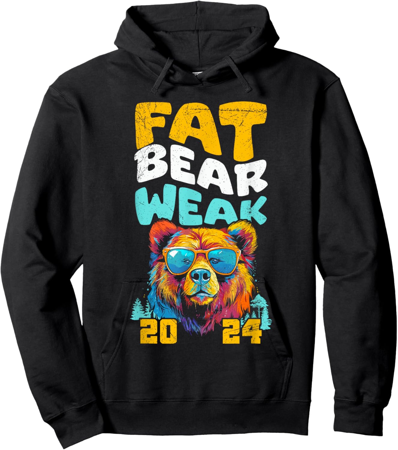 Fat Bear Week Colorful Bear 2024 Nature Forest Lover Hoodie - Hoodie | Black