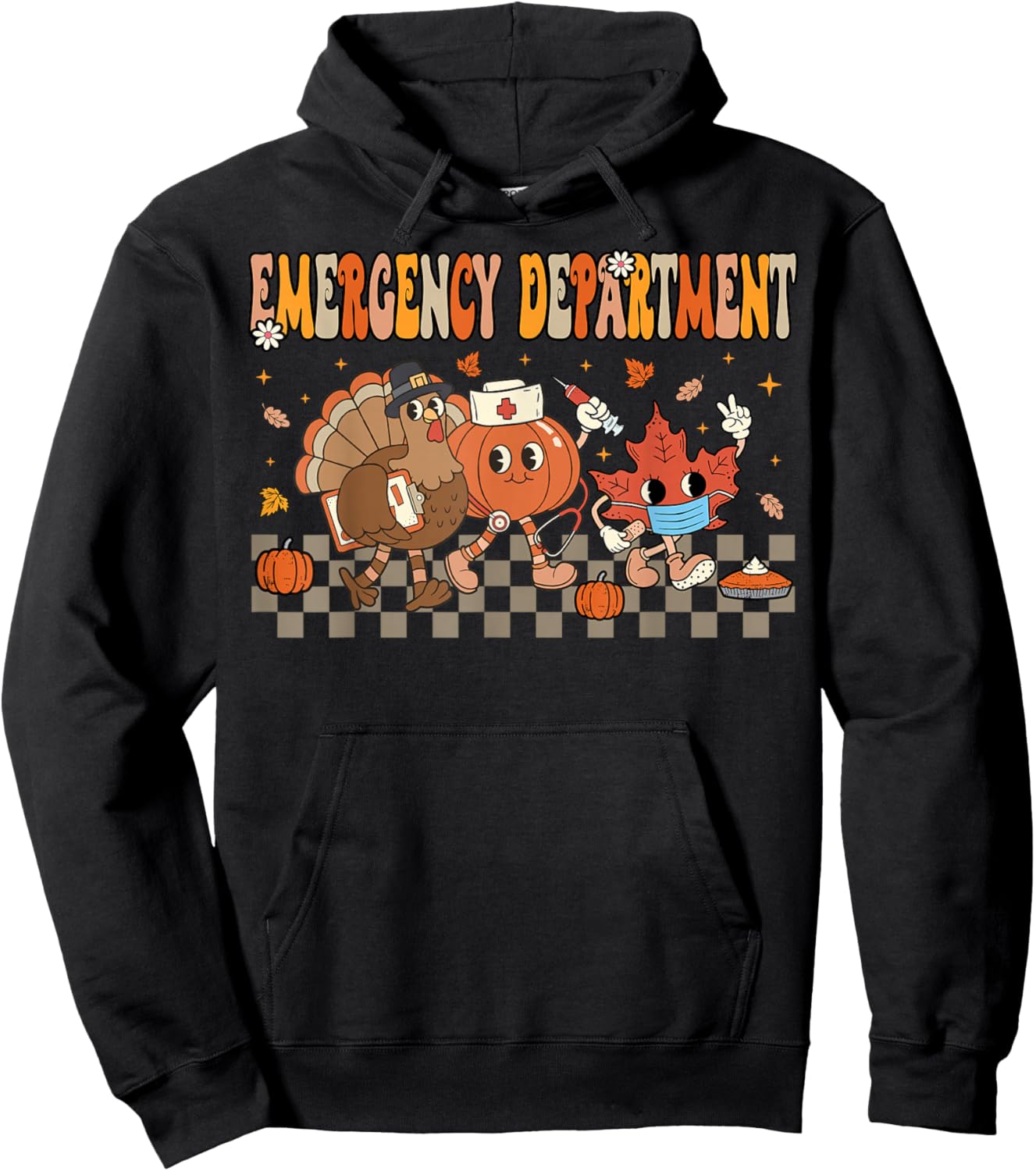 Emergency Department Crew ER Nurse Fall Thanksgiving Women Hoodie - Hoodie | Black