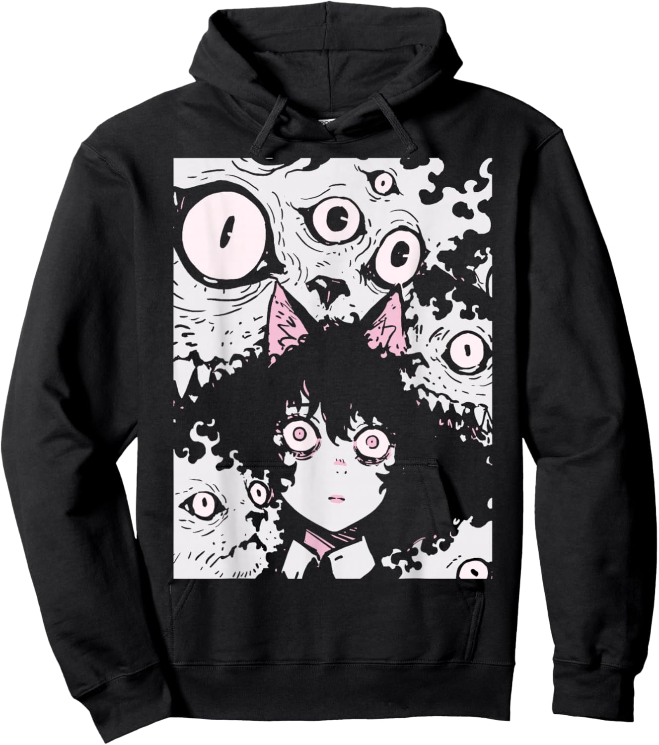 Horror Anime Manga Neko | Japan Japanese Creepy Kawaii Goth Hoodie - Hoodie | Black