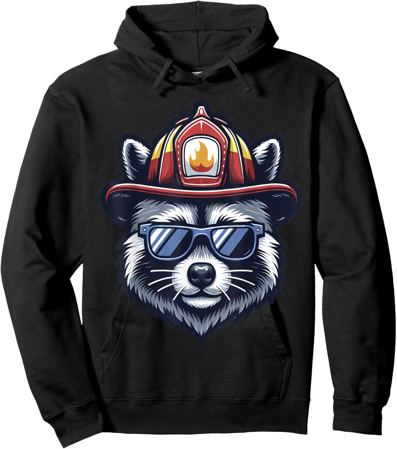 Firefighter Raccoon Funny Fire department Hoodie - Hoodie | Black