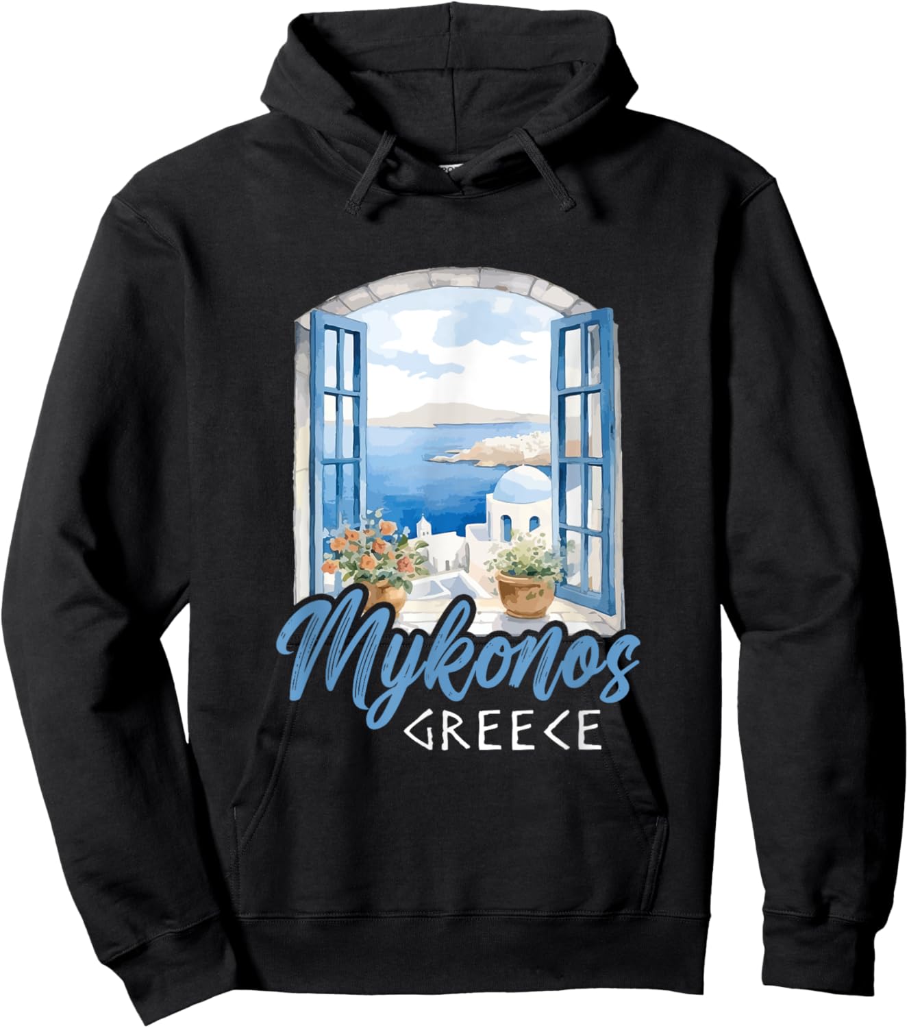 Greek Island Mykonos Greece Island Town Holiday Vacation Hoodie - Hoodie | Black