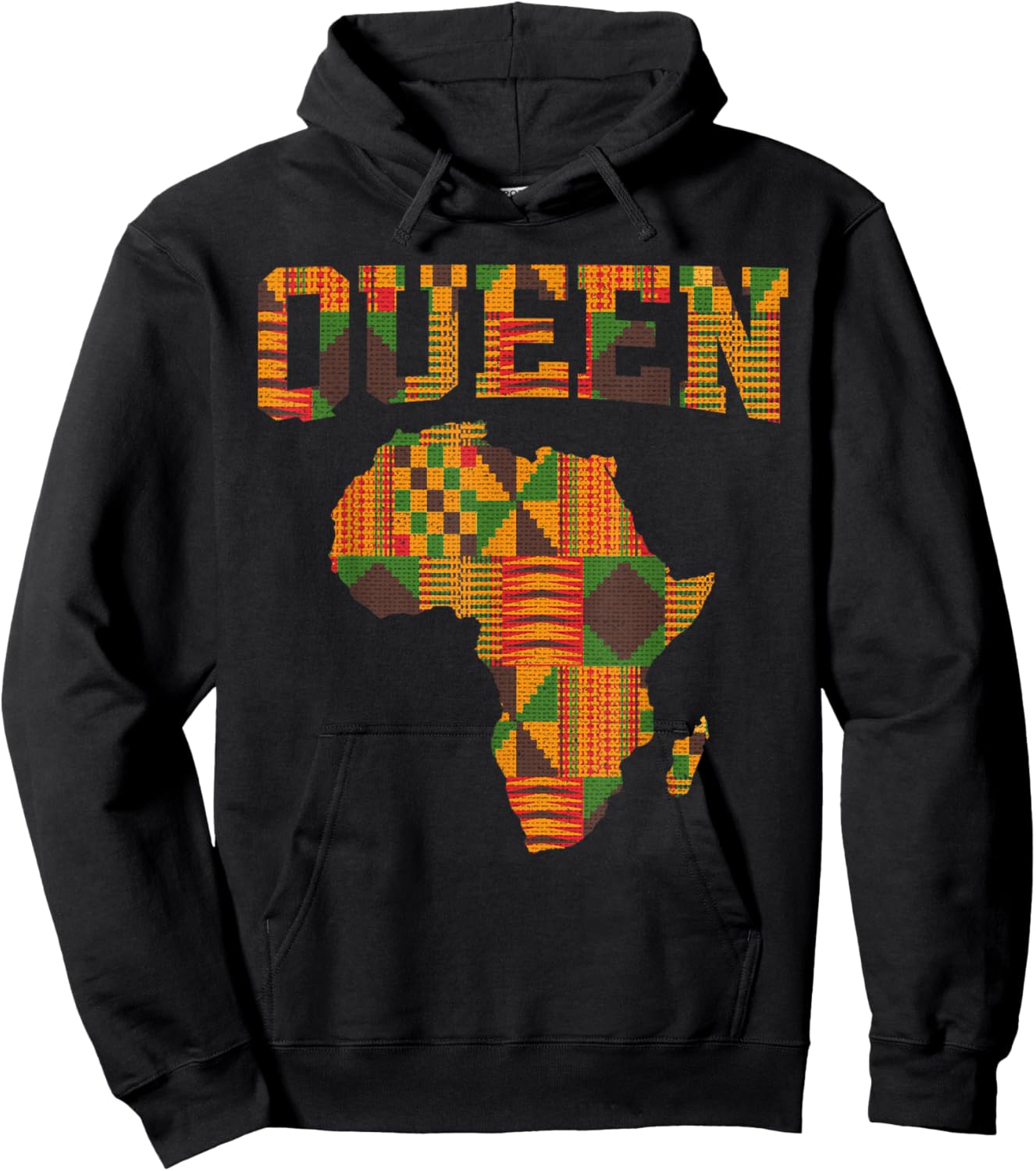 African Queen Art Girls Kente Cloth African Print Hoodie - Hoodie | Black