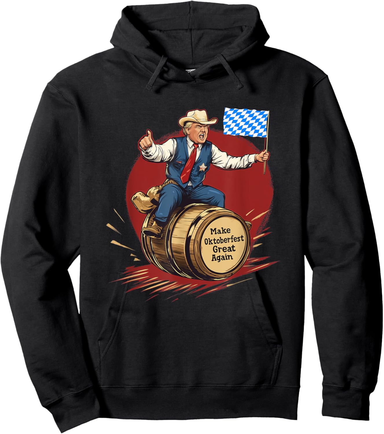 Make Oktoberfest Great Again Trump Riding Beer Barrel Hoodie - Hoodie | Black