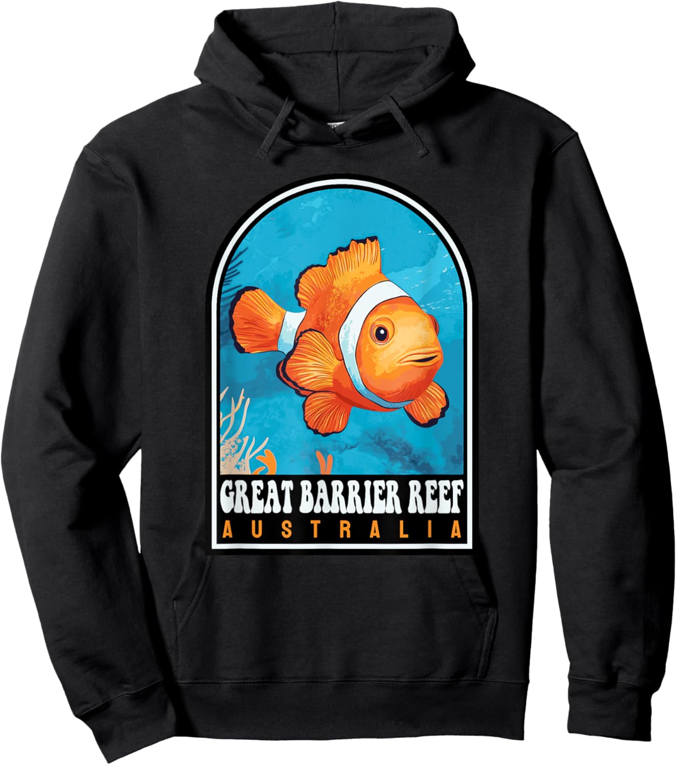 Great Barrier Reef Australia Clownfish Retro Travel Hoodie - Hoodie | Black