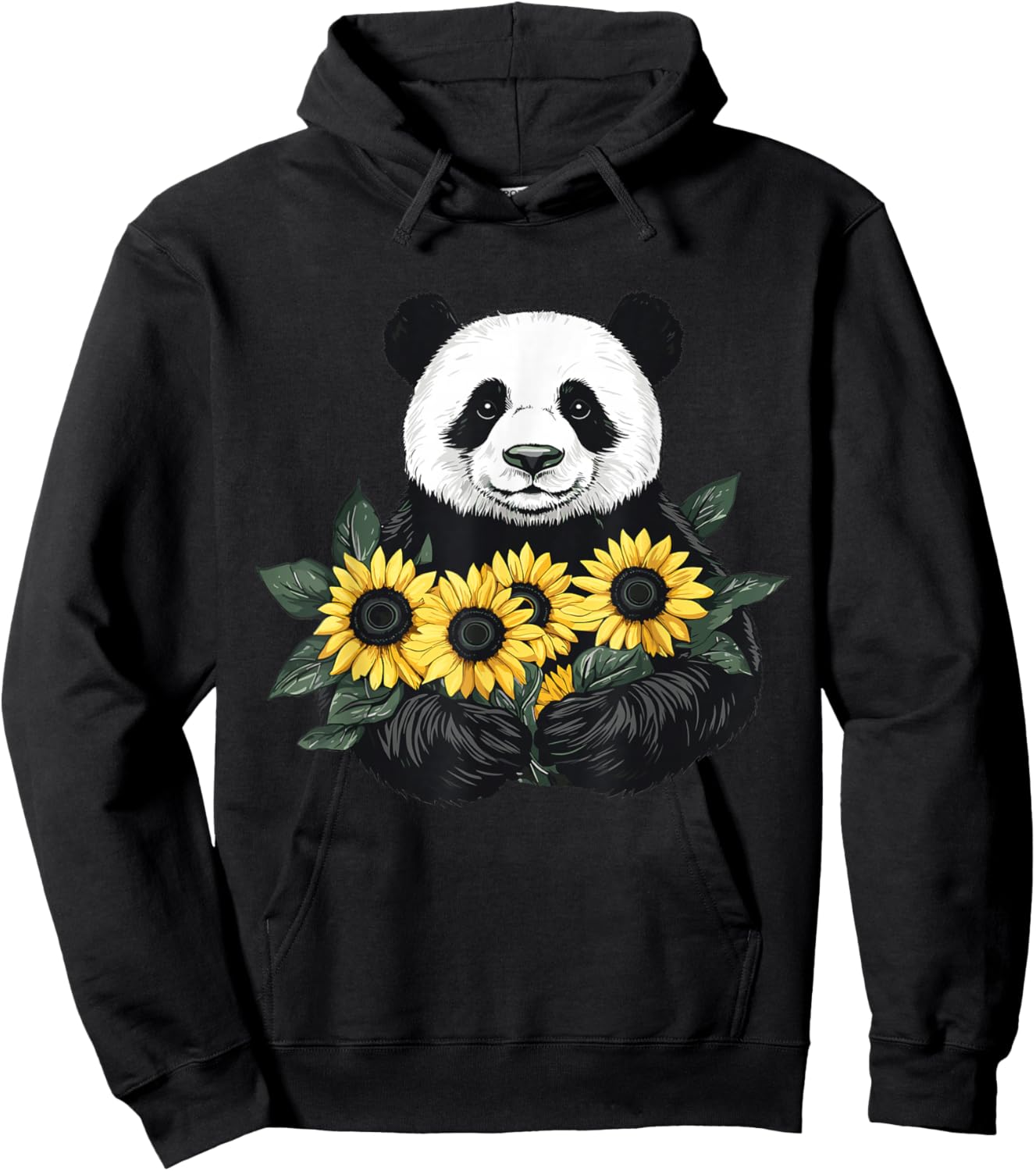 Panda bear with sunflowers, Panda Bear Hoodie - Hoodie | Black