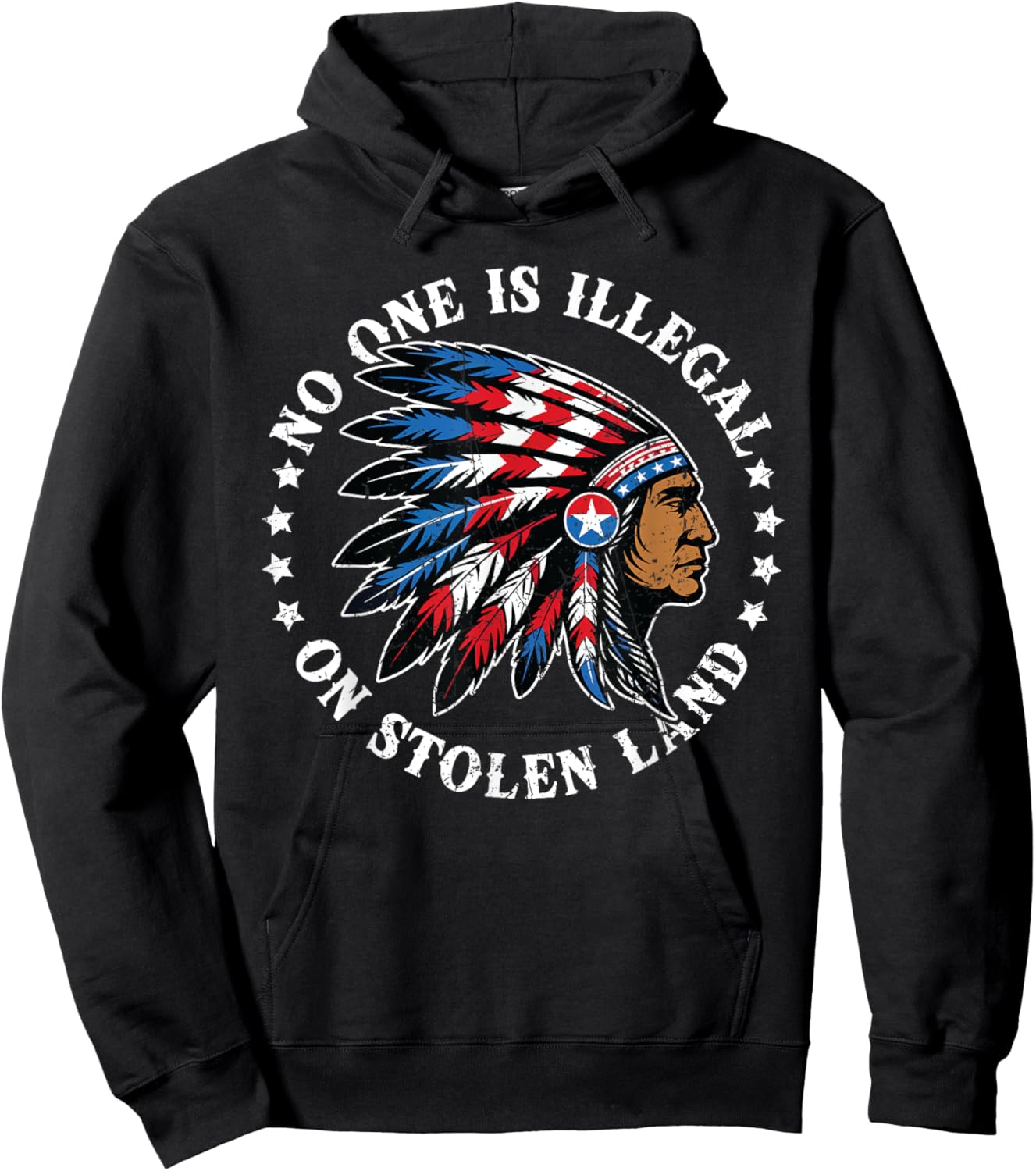 No One Illegal Stolen Land Indian Native American Vintage Hoodie - Hoodie | Black