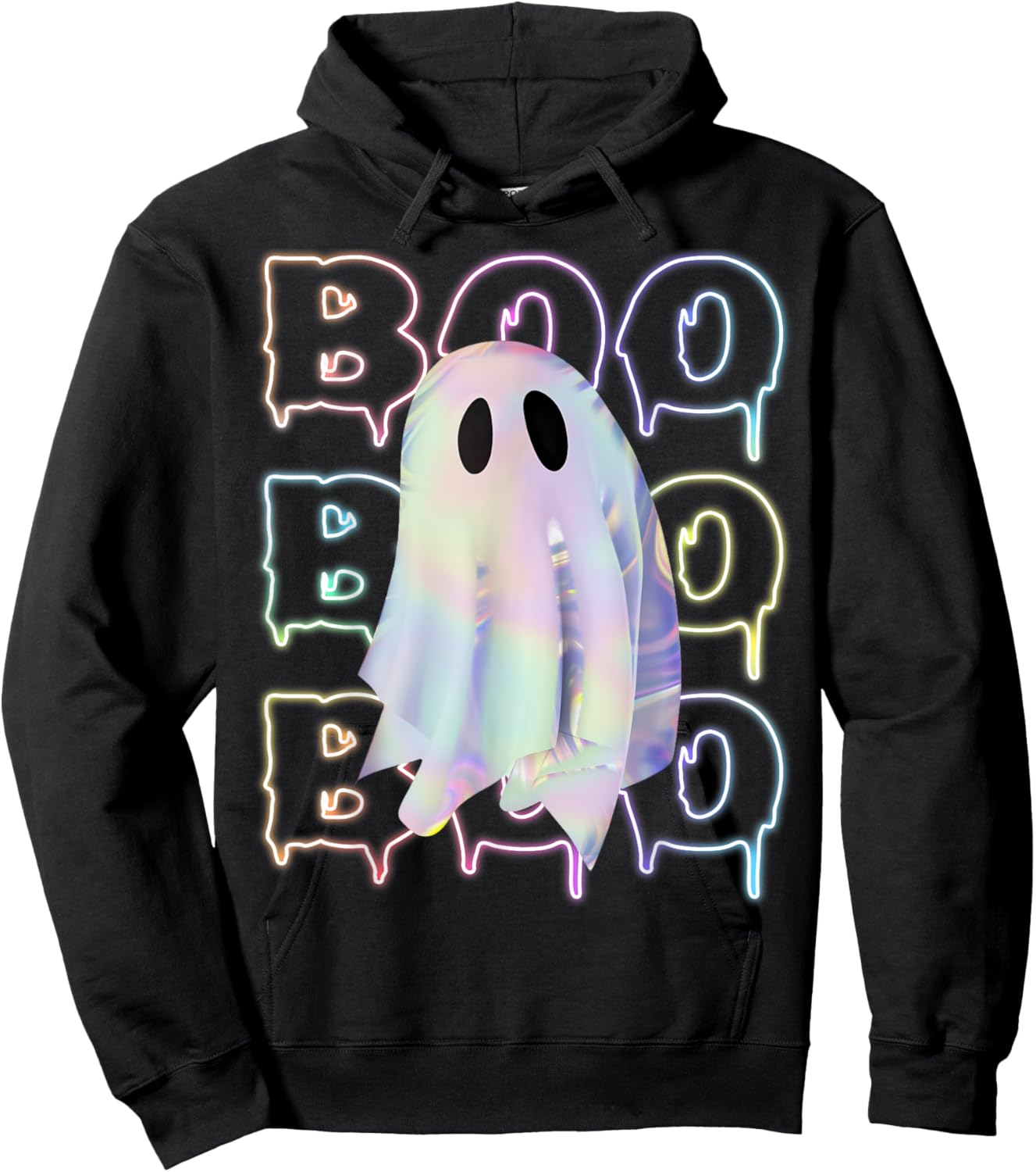 Funny Boo Cute Ghost Neon Halloween Costume boy kids girl Hoodie - Hoodie | Black