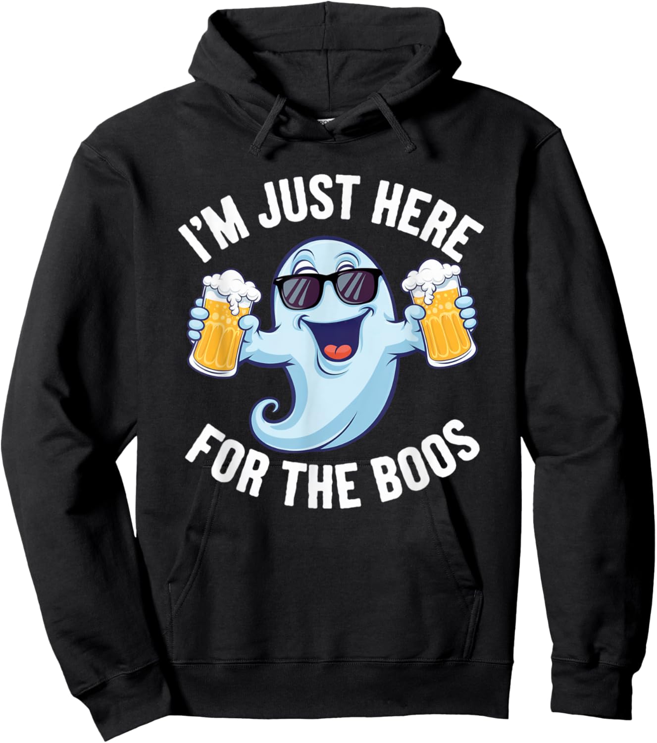 I'm Just Here For The Boos Funny Halloween Ghost Boo Costume Hoodie - Hoodie | Black