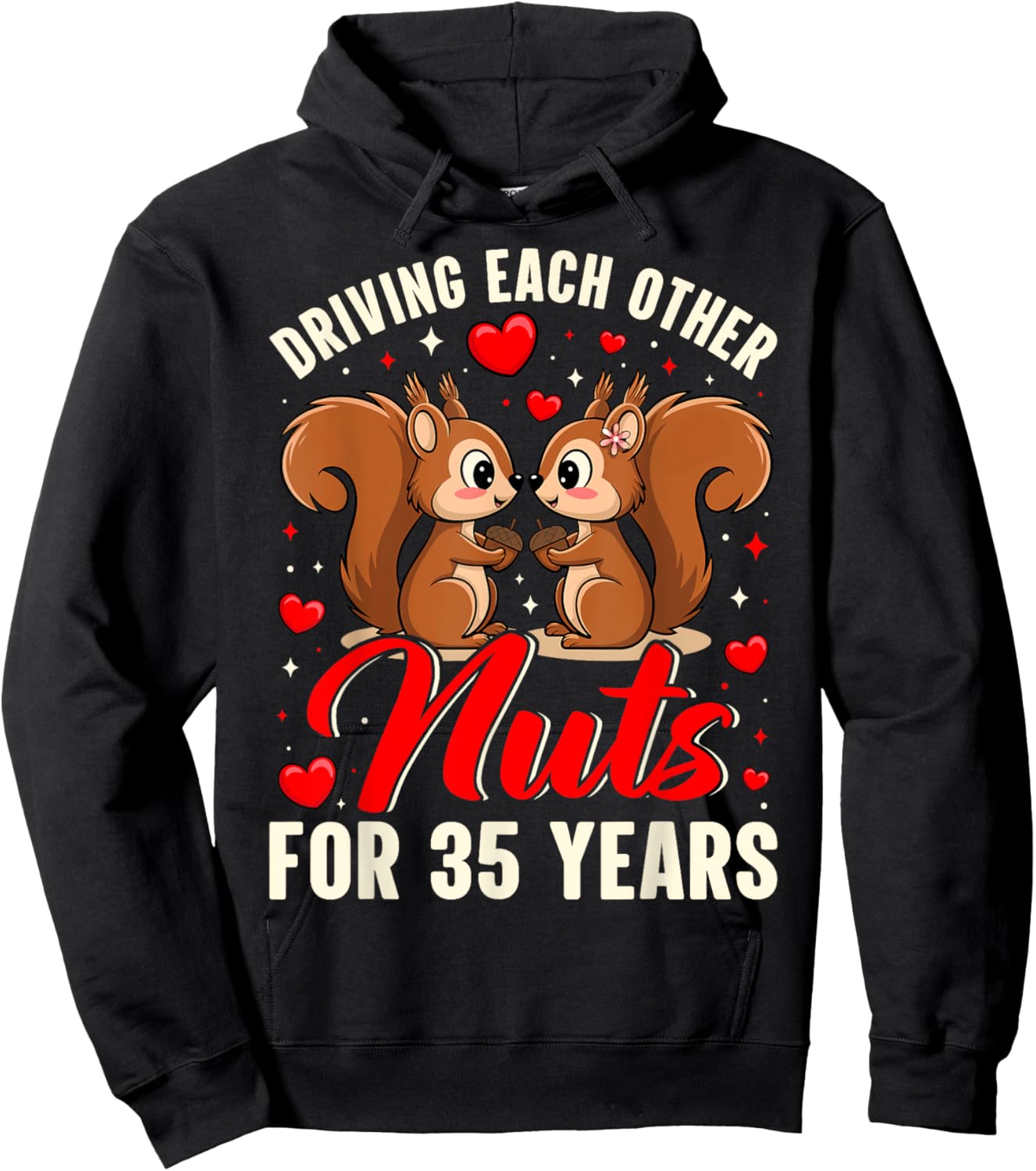 Couples Married 35 Year Funny 35th Wedding Anniversary Hoodie - Hoodie | Black