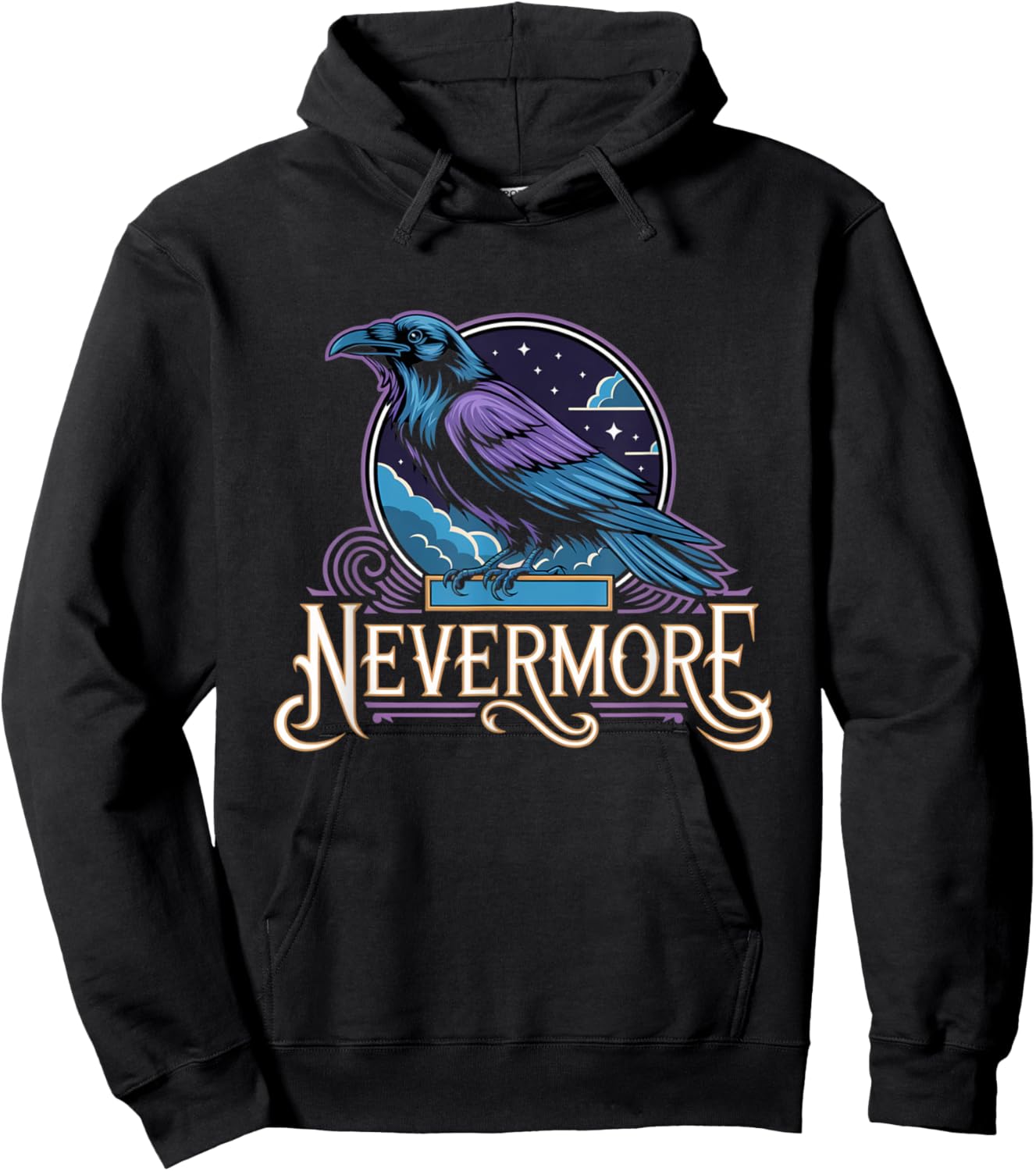 Nevermore Gothic Raven Literary Quote Design Hoodie - Hoodie | Black