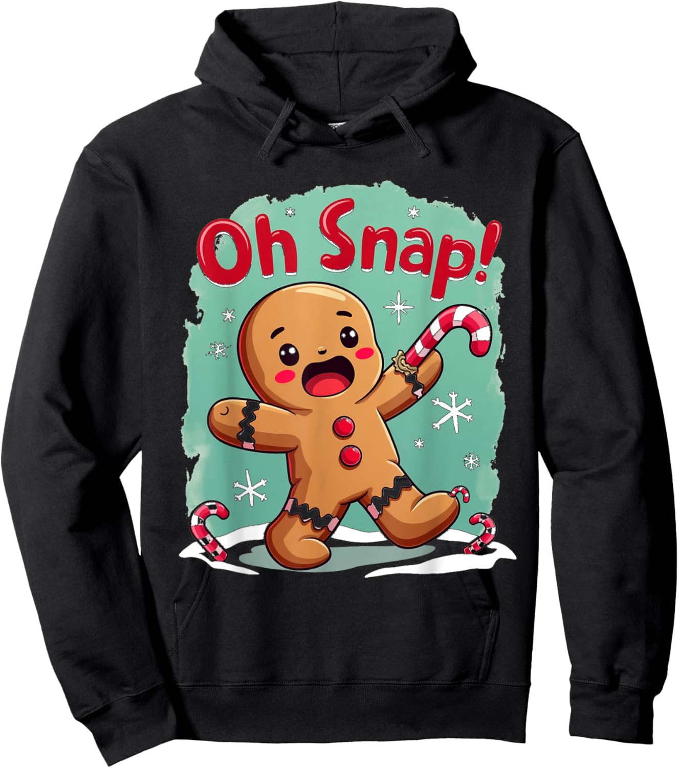 Oh Snap! Holiday Gingerbread Humor Hoodie - Hoodie | Black