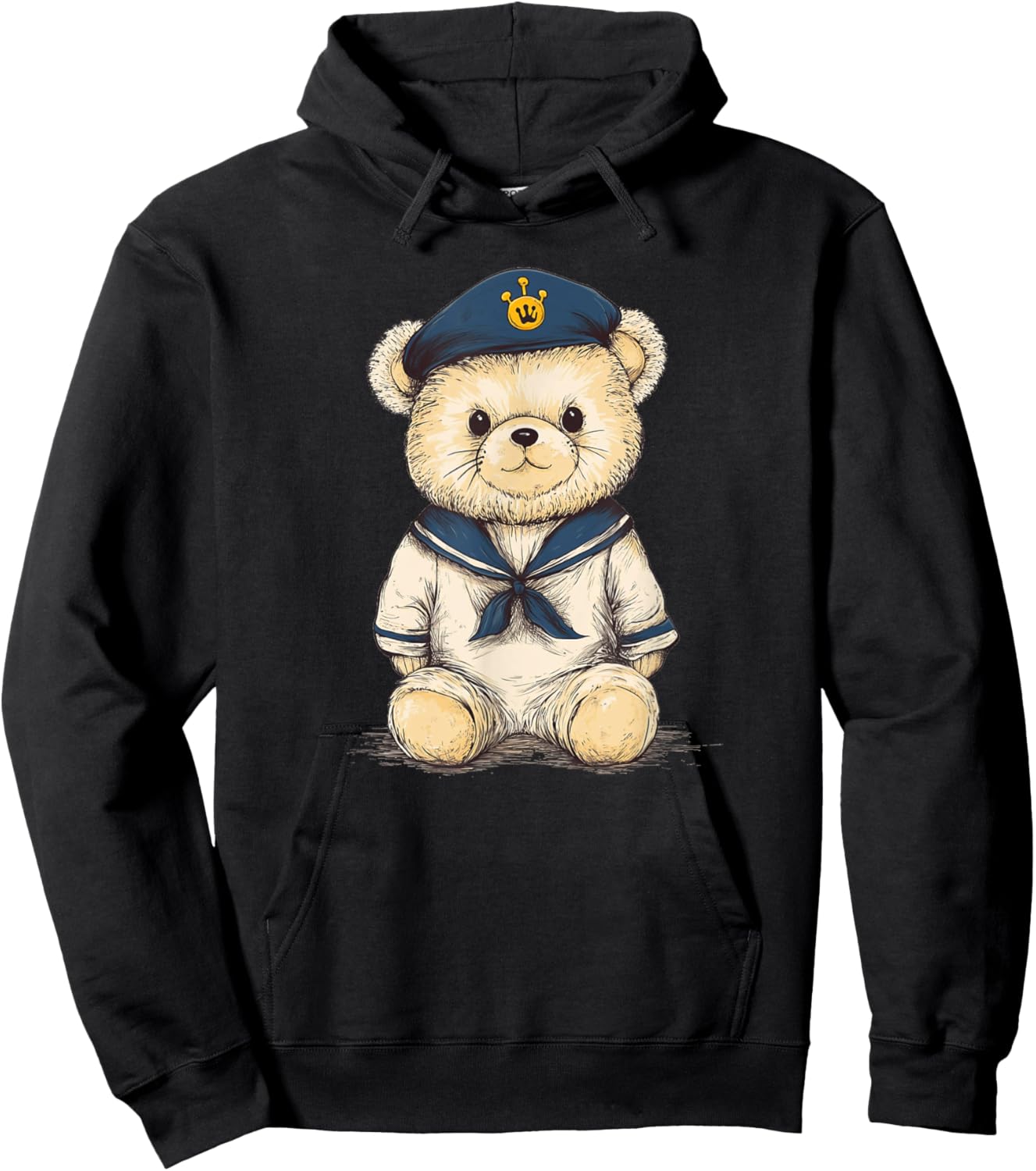 Teddy Bear Sailor Charting a Course for Fun Outfit Hoodie - Hoodie | Black