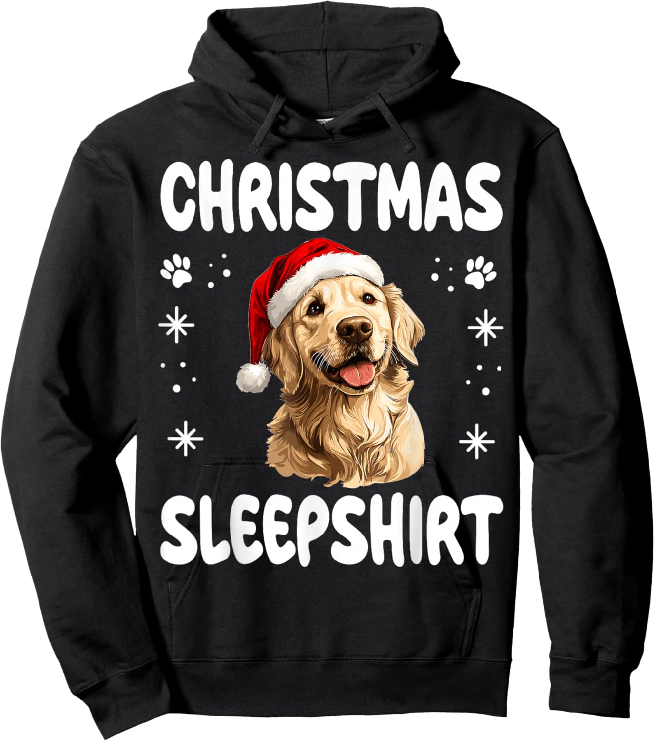 Golden Retriever Dog Nightgown Pajama Christmas Sleepshirt Hoodie - Hoodie | Black