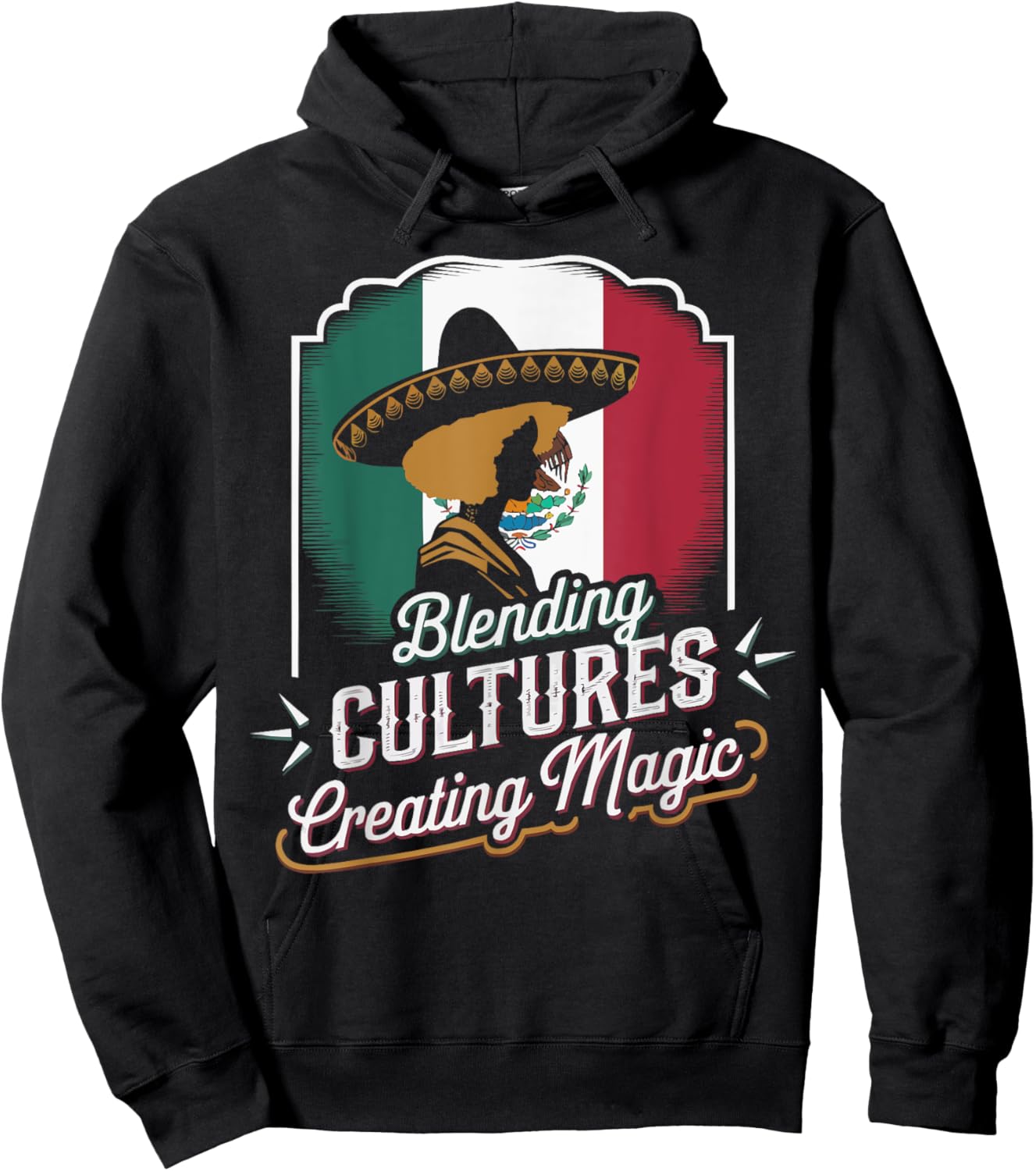 Half Mexican Half African American USA Flag Black America Hoodie - Hoodie | Black