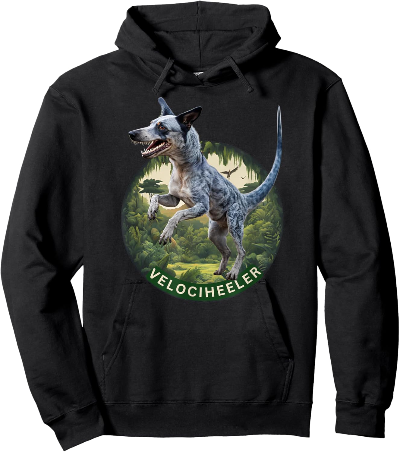Australian cattle dog velociraptor blue heeler dog dinosaur Men Women Girls Kids Hoodie - Hoodie | Black