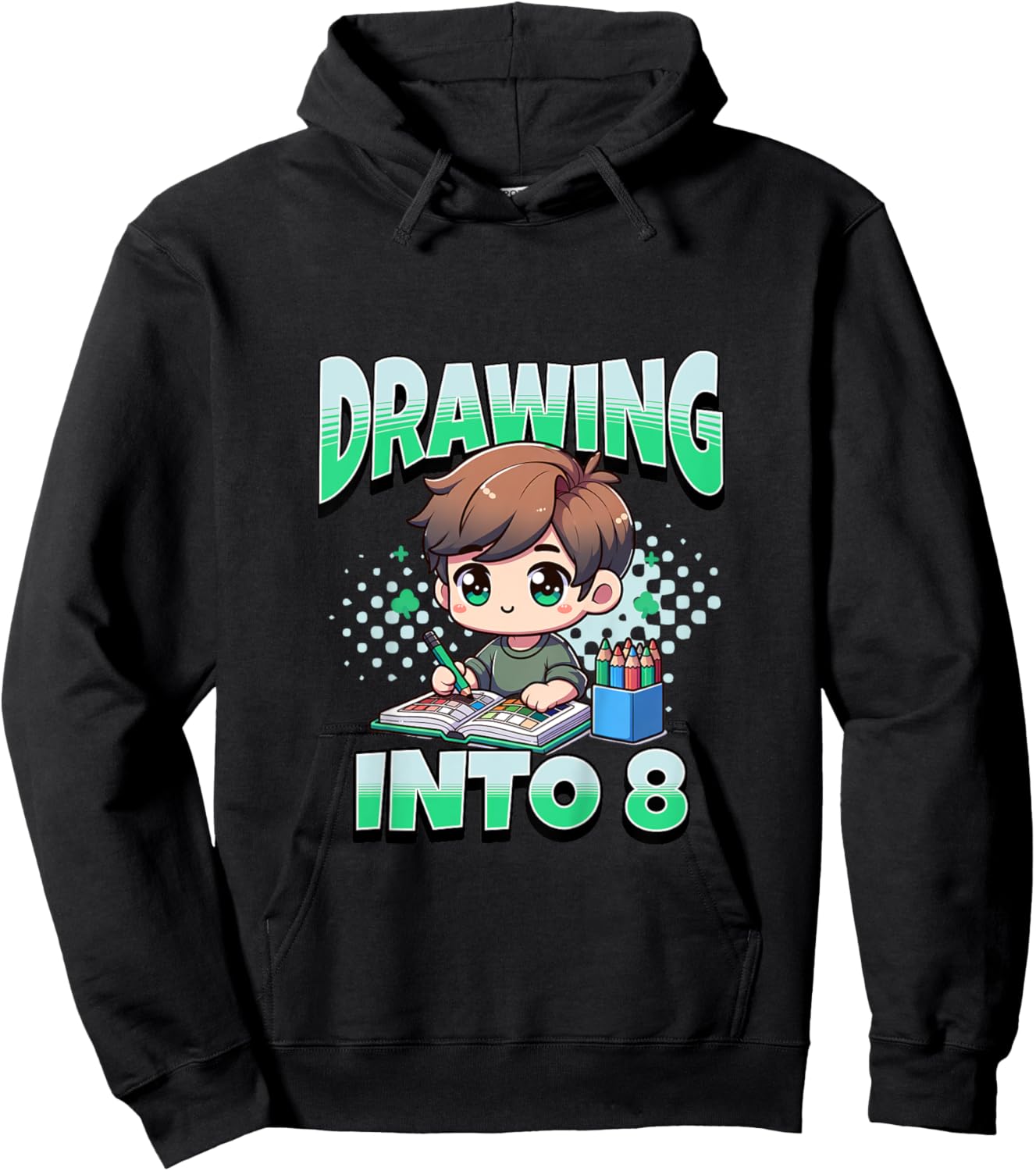 Kids Painting Drawing Into 8 Year Old 8th Birthday Boy Hoodie - Hoodie | Black