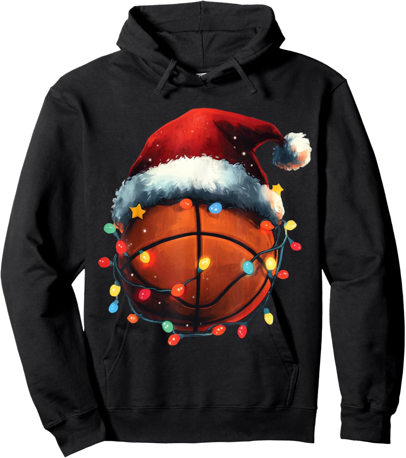 Basketball Player Xmas Santa Hat Basketball Funny Christmas Hoodie - Hoodie | Black