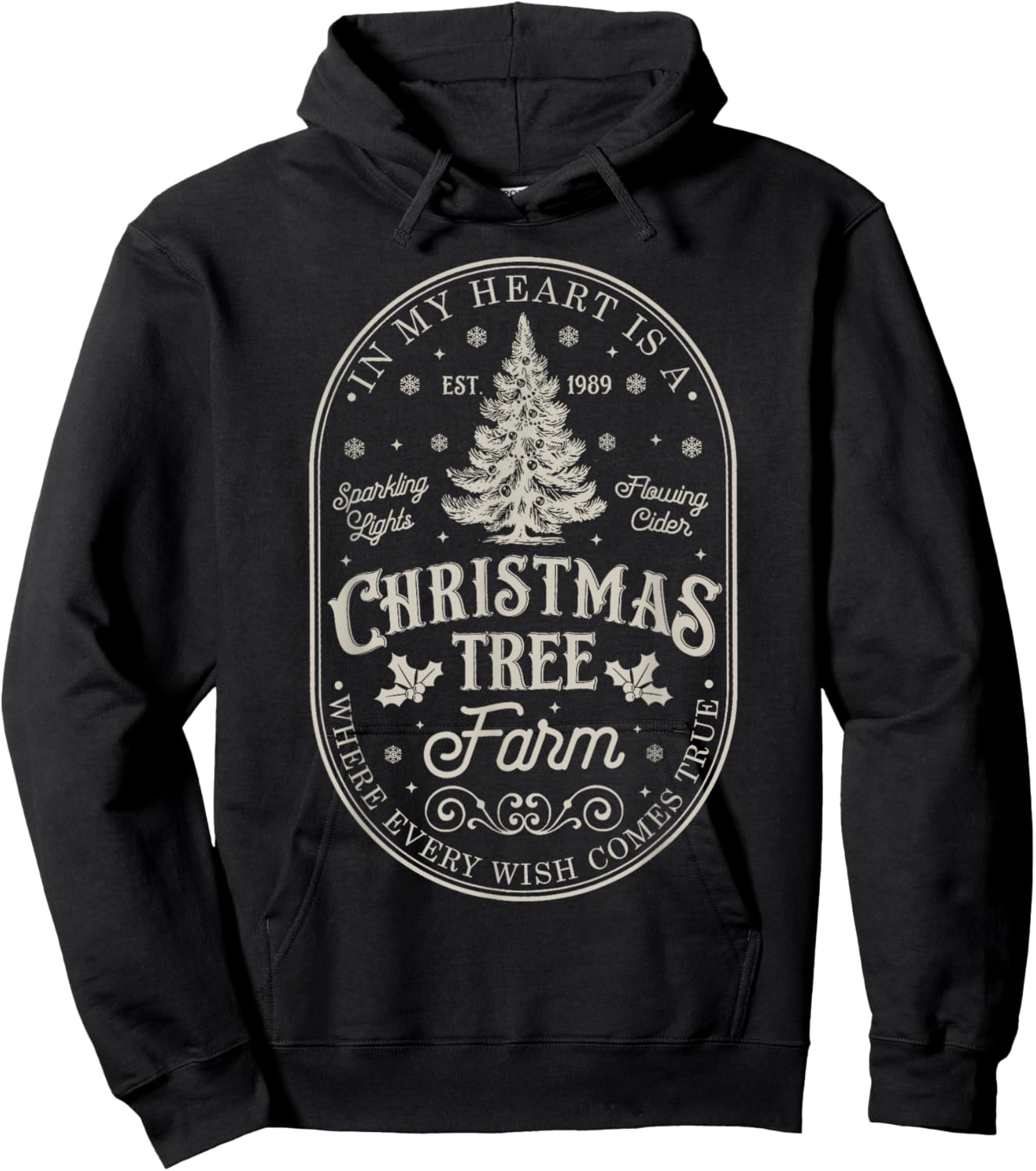 In My Heart Is A Christmas Xmas Tree Farm Vintage Clothing Hoodie - Hoodie | Black
