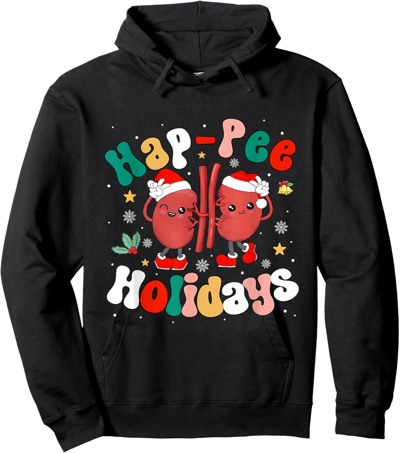 Hap-Pee Holiday Christmas Santa Kidney Nephrology Technician Hoodie - Hoodie | Black