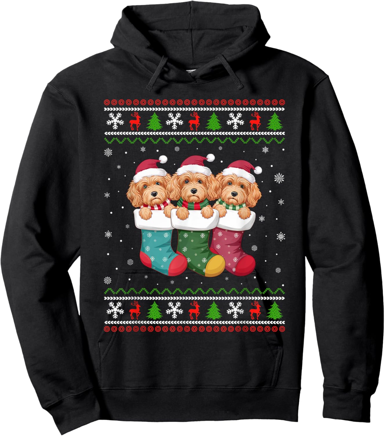 Ugly Xmas Sweater Cockapoo Dog In Christmas Socks Hoodie - Hoodie | Black