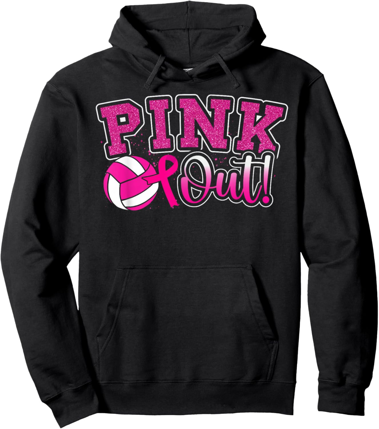Pink Out Tackle Breast Cancer Awareness Volleyball Men Women Hoodie - Hoodie | Black