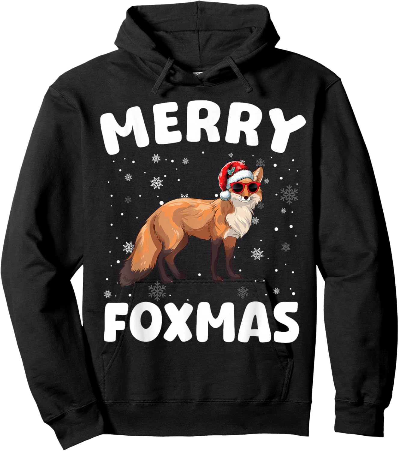 Merry Christmas Fox Merry Foxmas Funny Boy Girl Kids Hoodie - Hoodie | Black