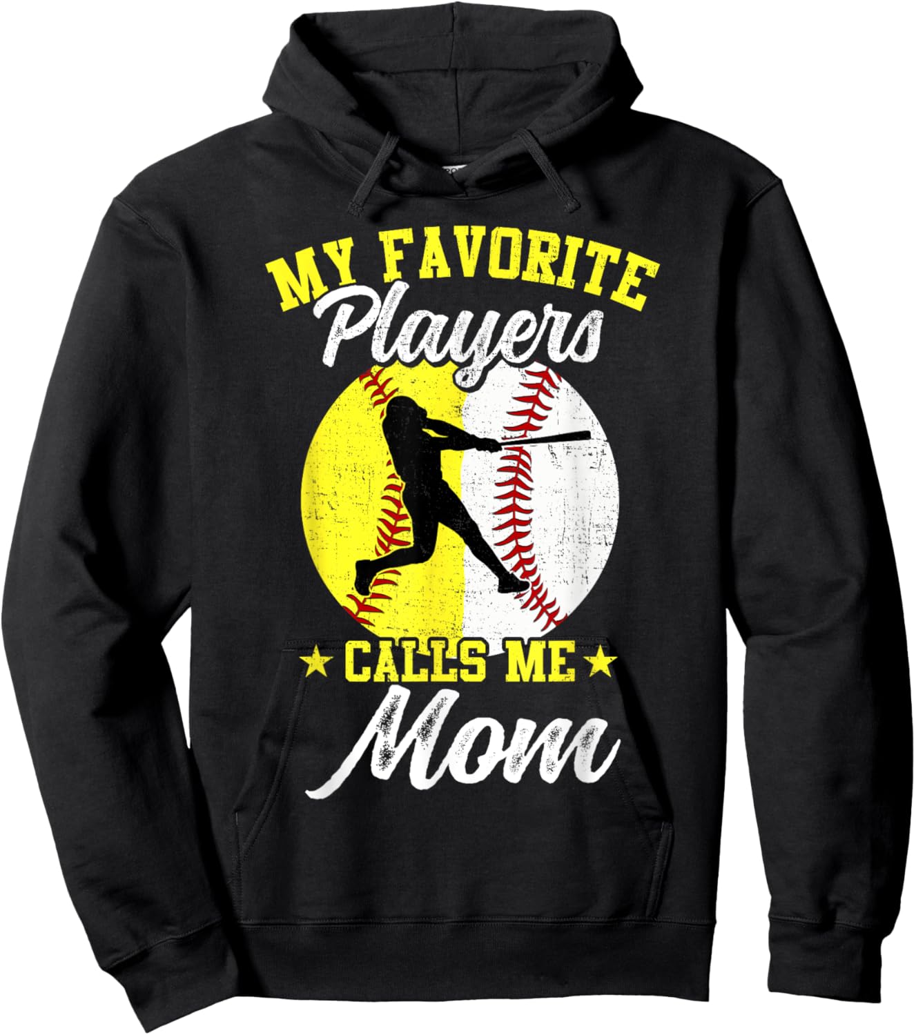 My Favorite Baseball Softball Players Calls Me Mom Hoodie - Hoodie | Black