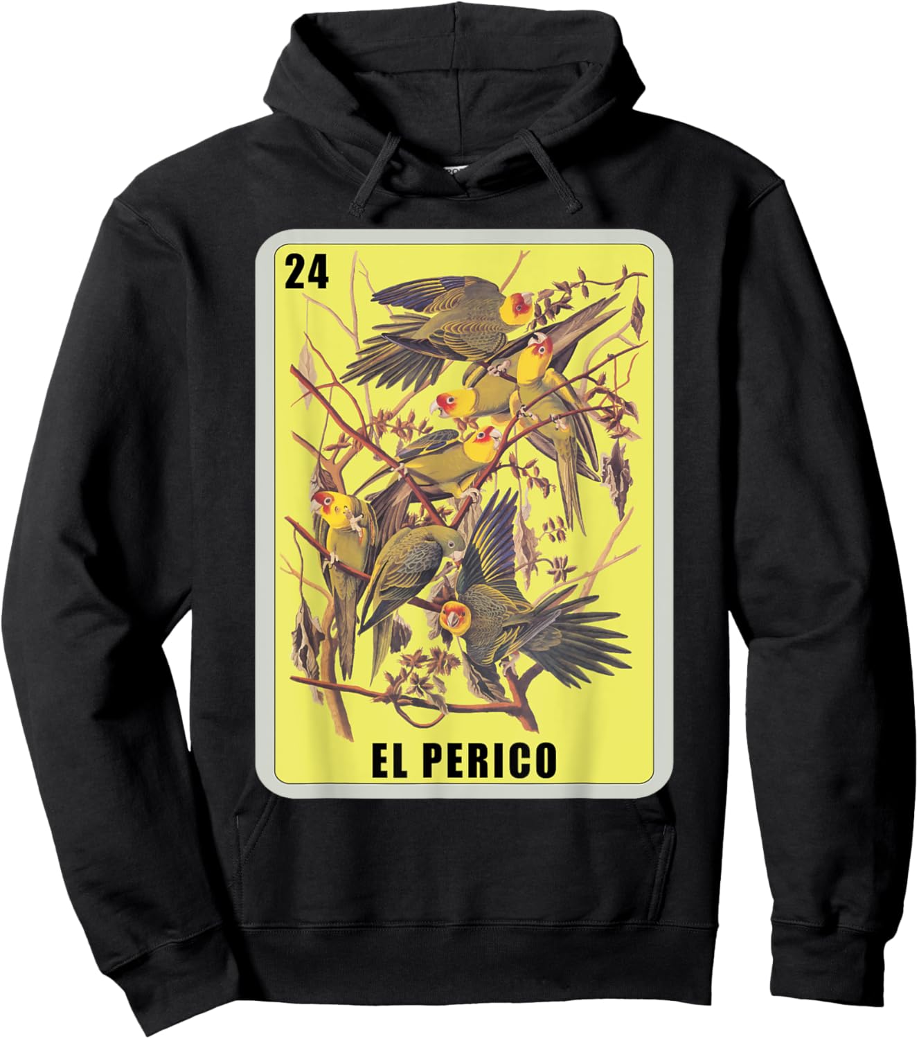 El Perico Card Parakeet Mexican Lottery Card Hoodie - Hoodie | Black