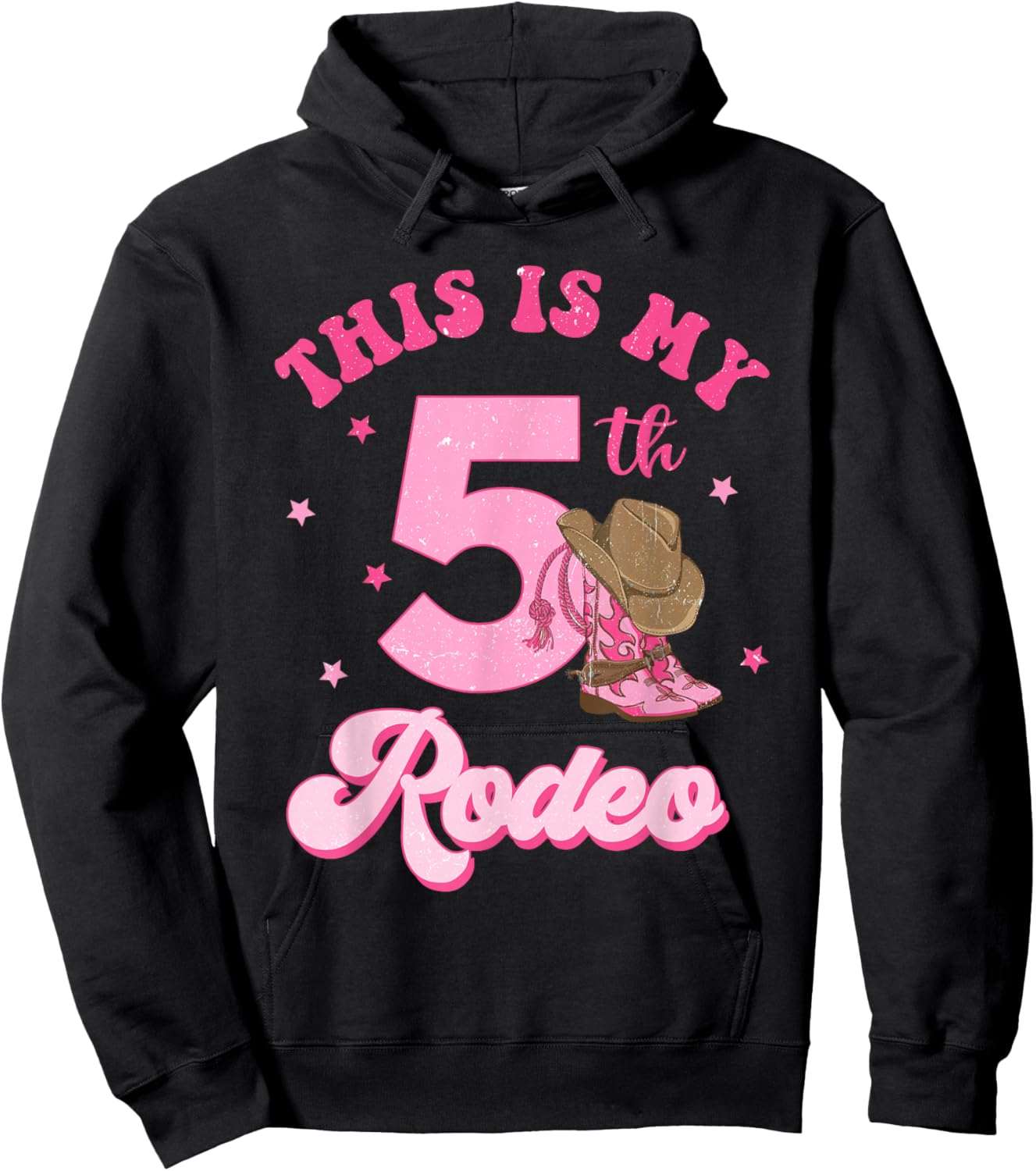This Is My 5th Rodeo Western Cowgirl 5 Year Old Birthday Hoodie - Hoodie | Black