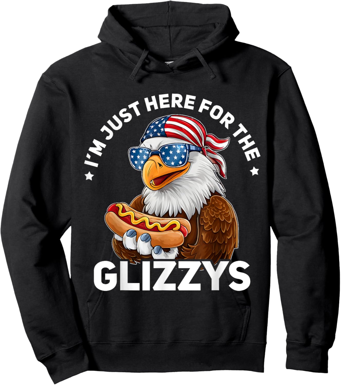 Bald Eagle Hotdog Glizzy American Flag 4th Of July Patriotic Hoodie - Hoodie | Black