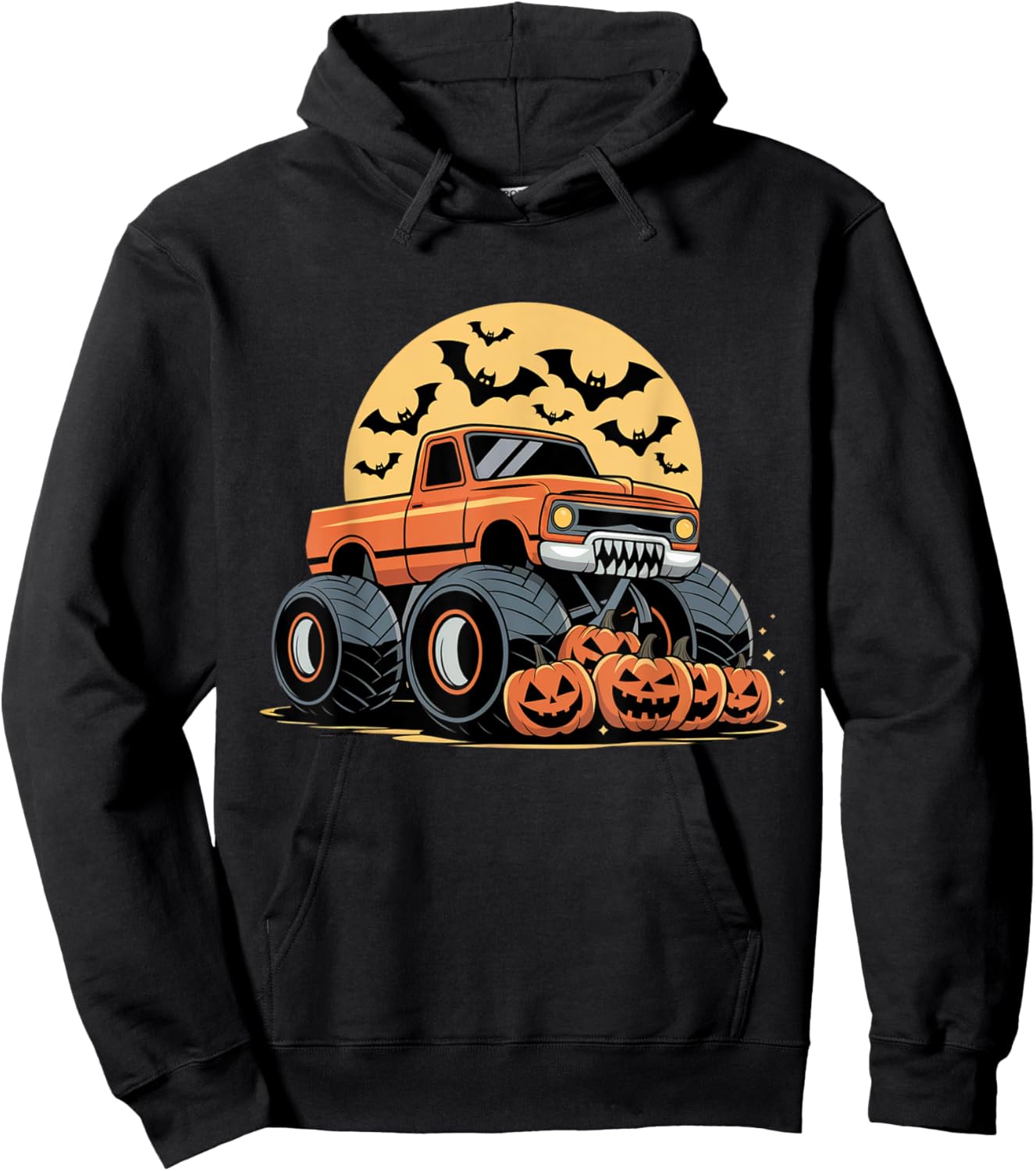 Halloween Shirts for Kids Boys Monster Truck Pumpkins Hoodie - Hoodie | Black