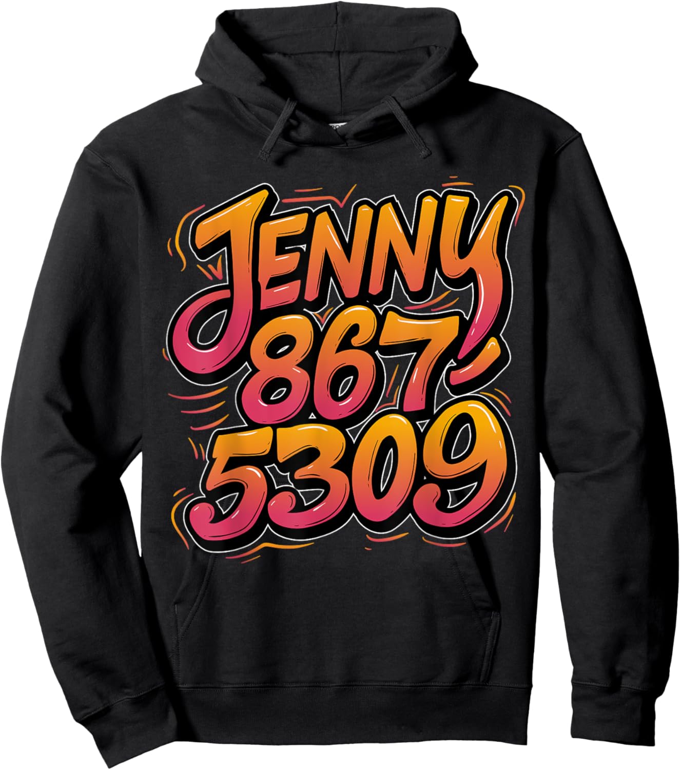 Jenny Phone Number 867-5309 Nostalgic Funny 70s 80s 90s Hoodie - Hoodie | Black