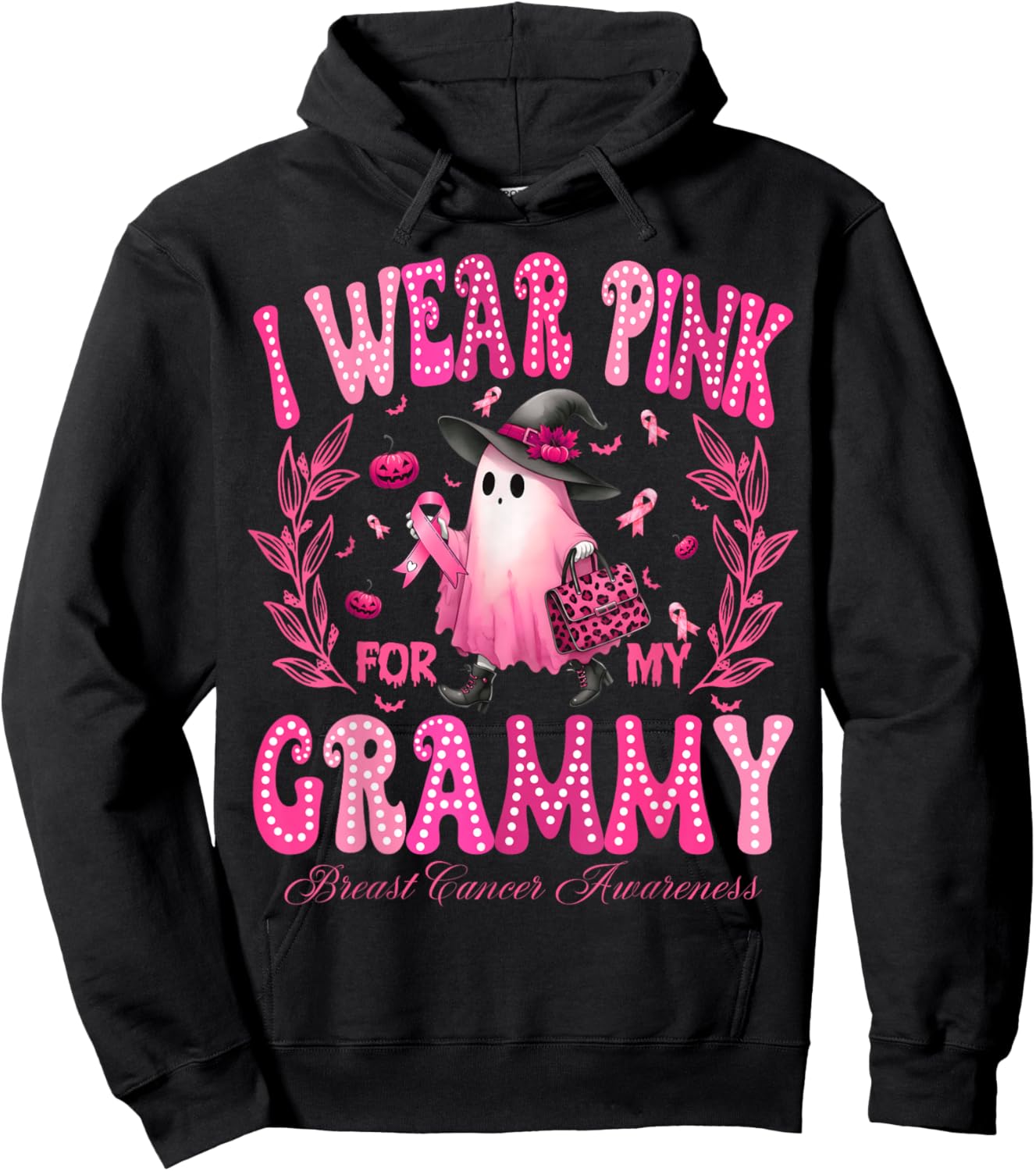 I Wear Pink For My Grammy Breast Cancer Boo Halloween Hoodie - Hoodie | Black