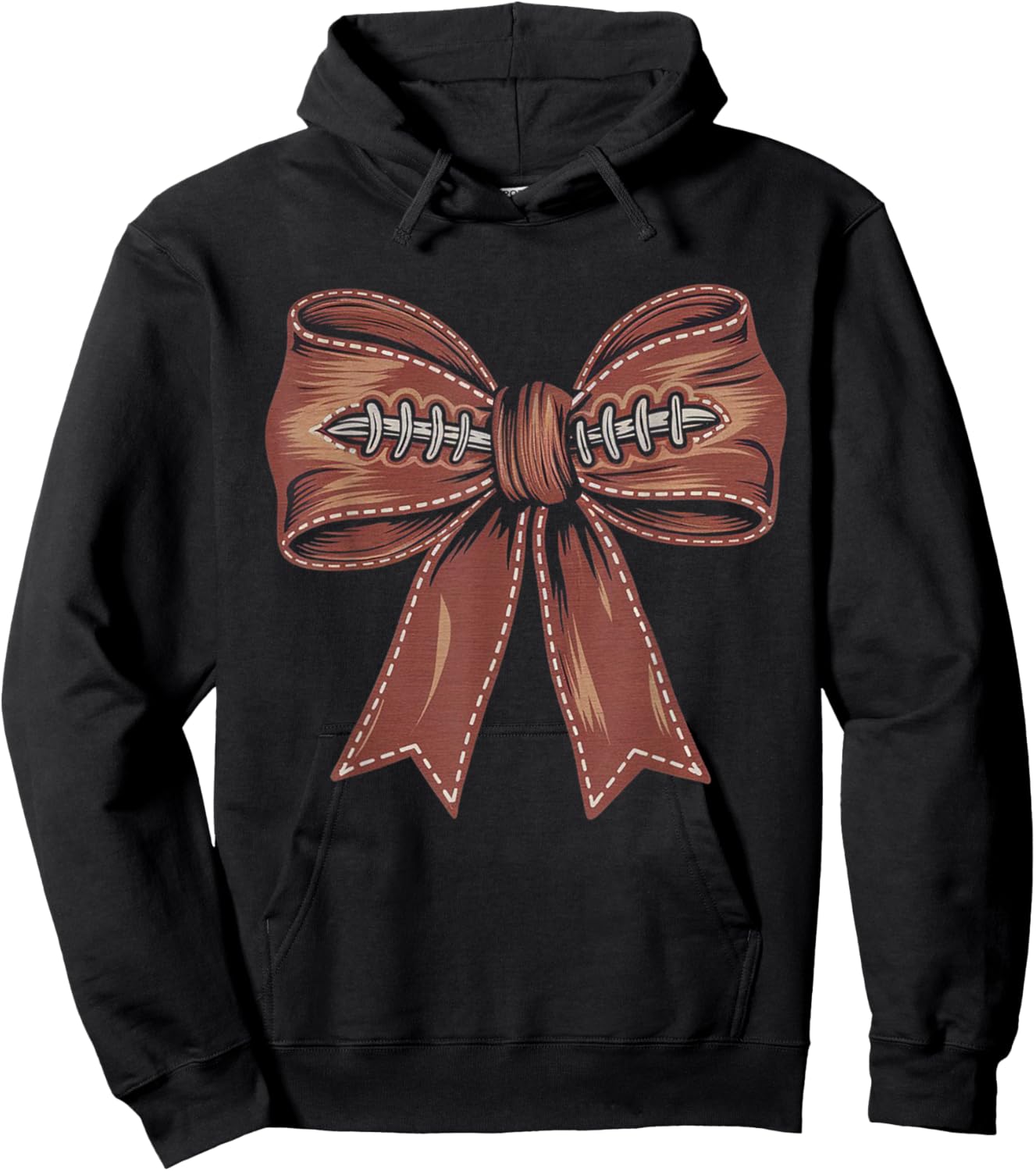 Coquette Bow Pumpkin American Football Autumn Thanksgiving Hoodie - Hoodie | Black