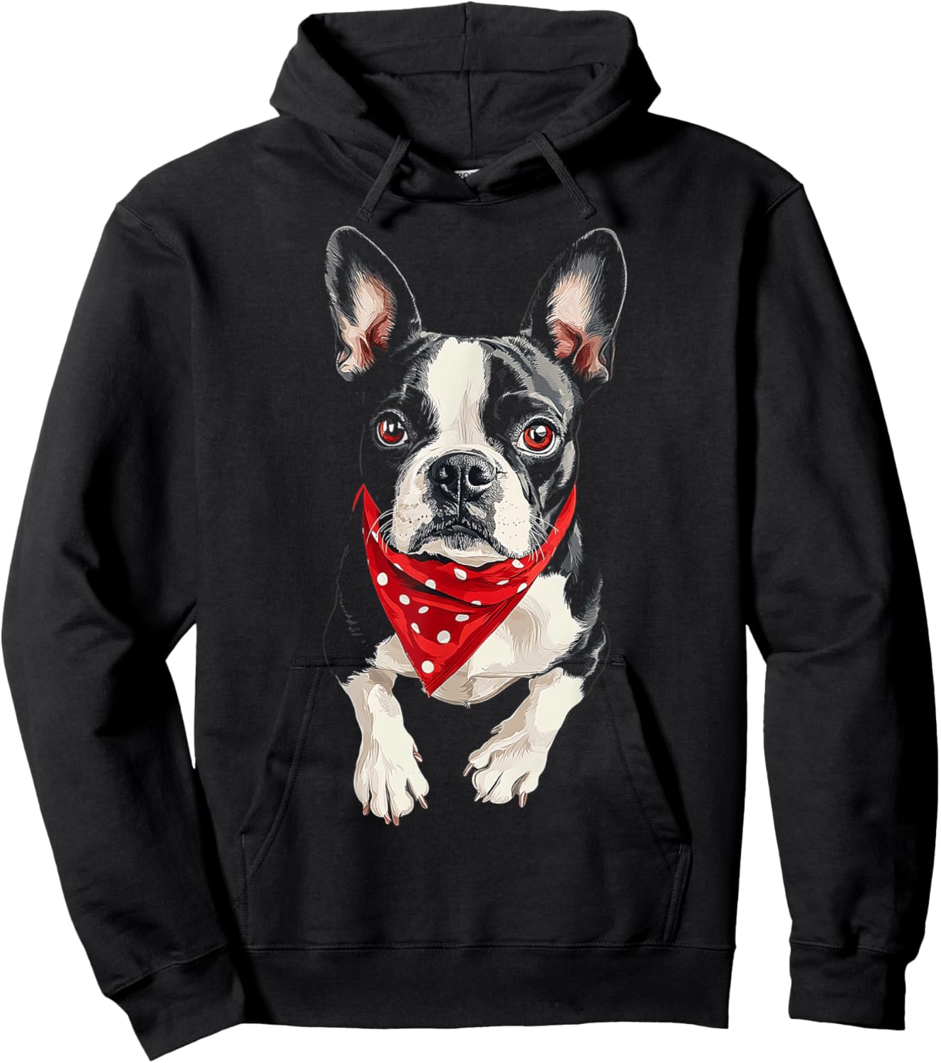 Boston Terrier Dog Motif Pet Illustration Boston Terrier Women Kids Hoodie - Hoodie | Black
