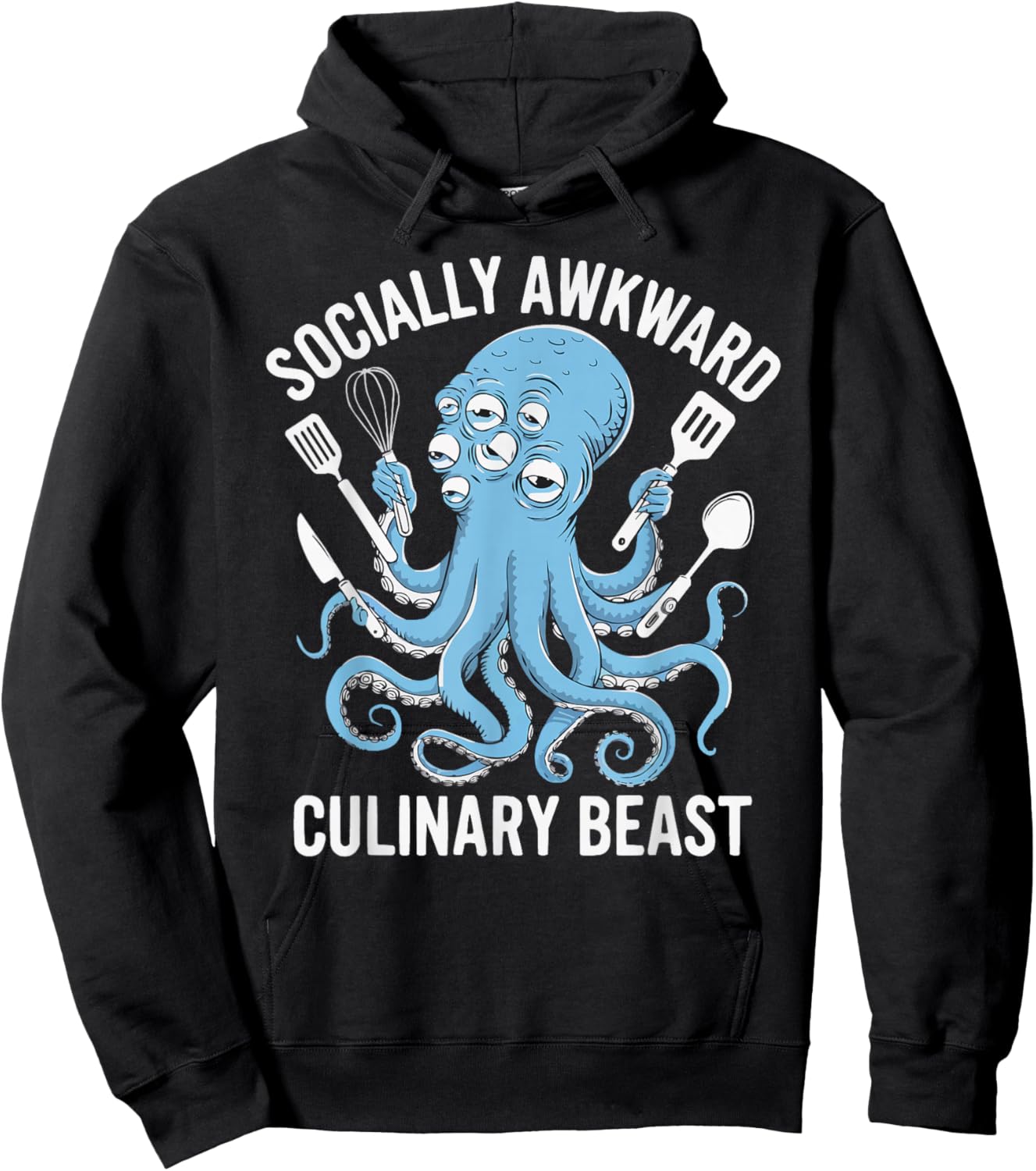 Socially Awkward Culinary Beast Funny Cooking Chef Octopus Hoodie - Hoodie | Black