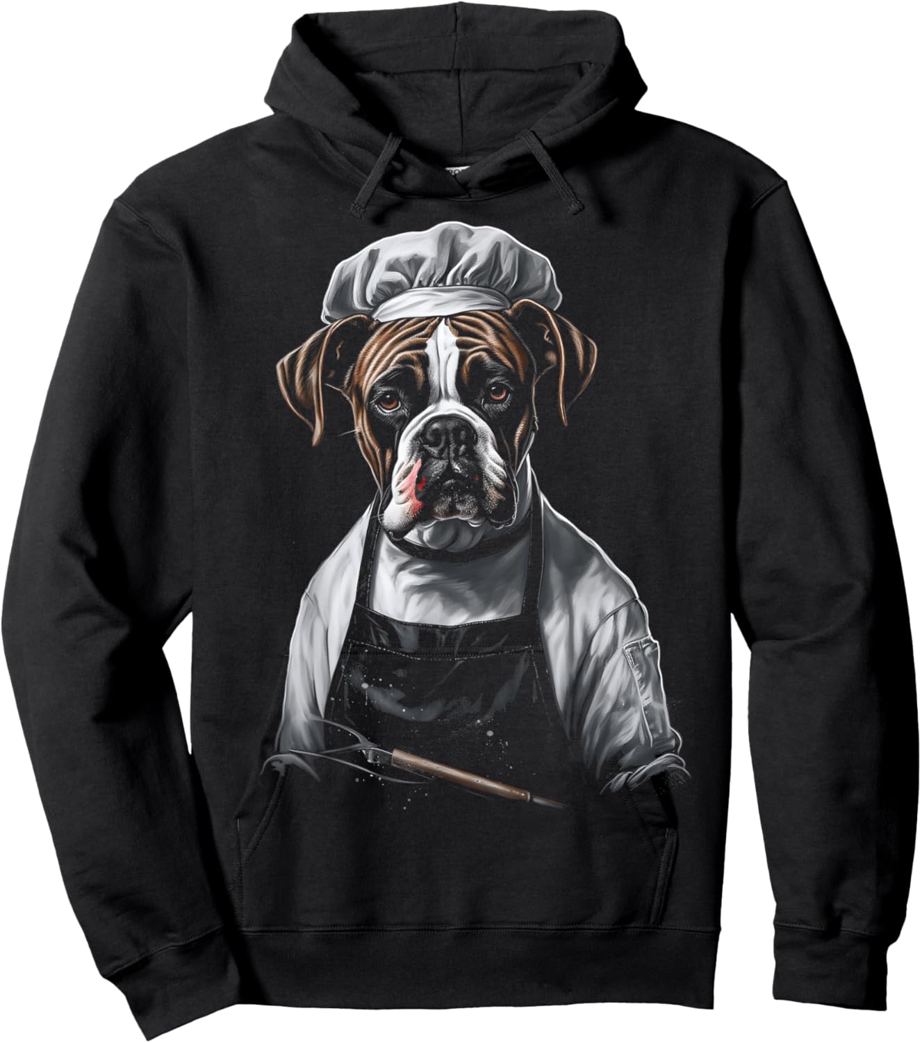 Boxer Chef Dog Dad Cooking Boxer Dog Baker Baking Cooker Men Women Kids Hoodie - Hoodie | Black