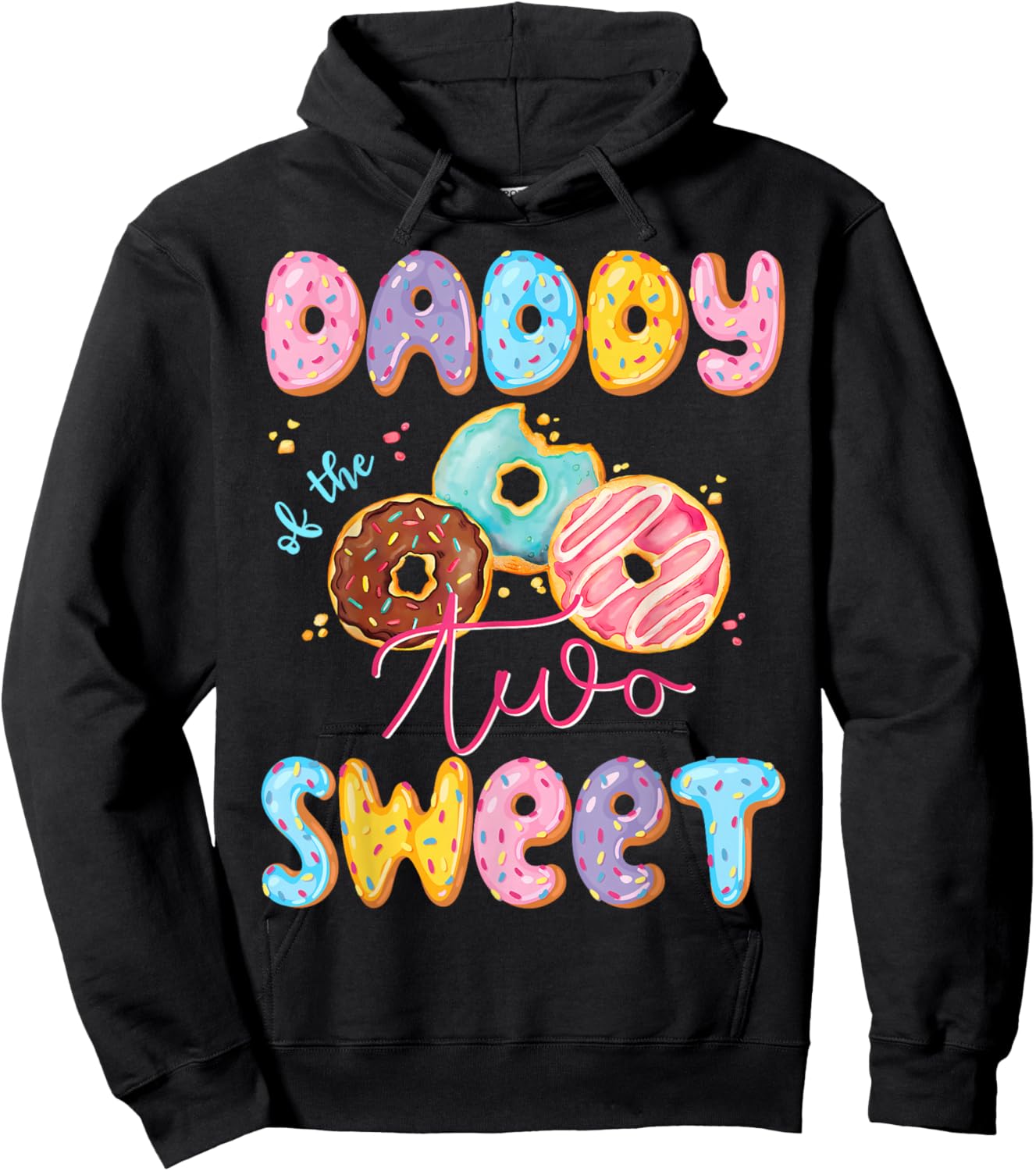 Daddy Of The Two Sweet Donut Matching 2Nd Birthday Girl Hoodie - Hoodie | Black
