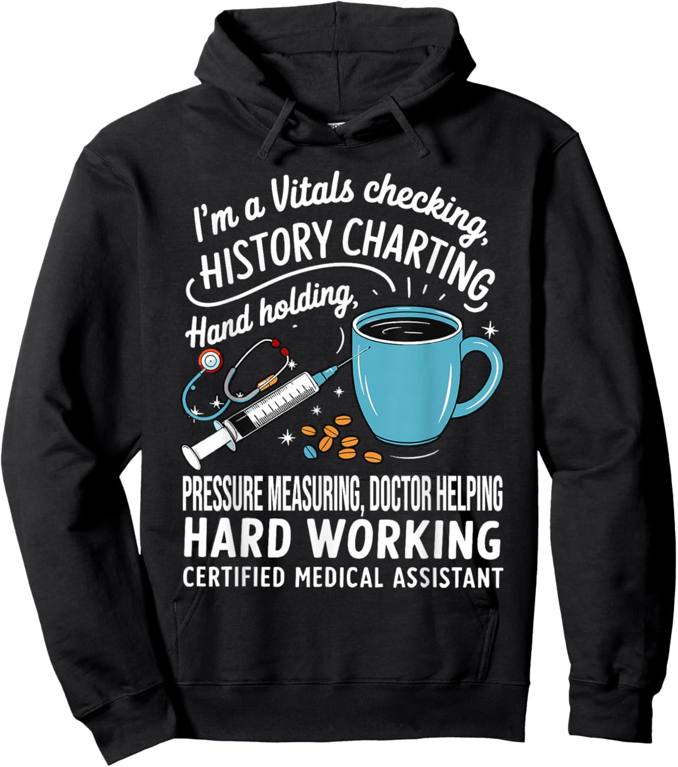 Vitals CMA Doctor Nursing Certified Medical Assistant Hoodie - Hoodie | Black