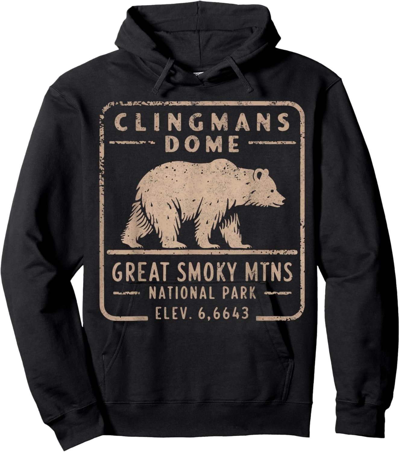 Clingmans Dome Great Smoky Mountains Bear Vintage Hoodie - Hoodie | Black