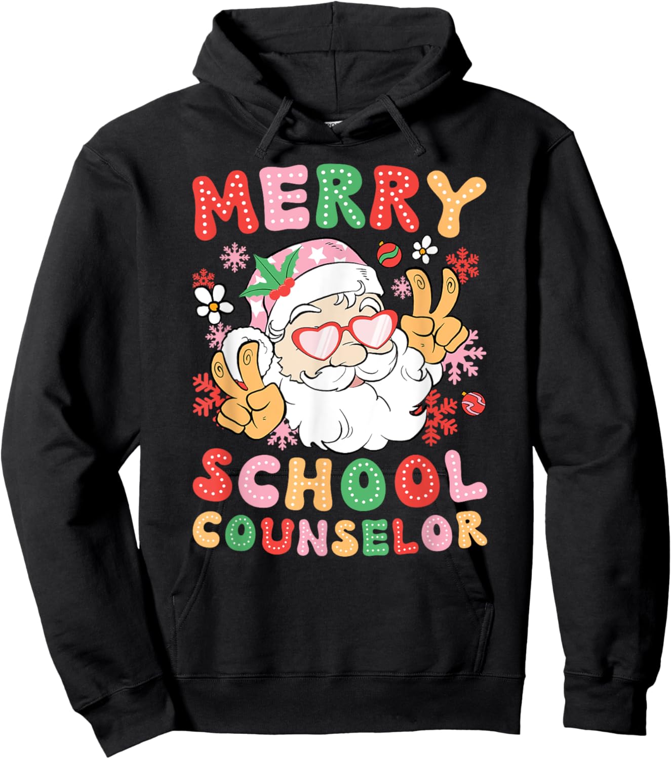 Merry School Counselor Christmas School Counseling Xmas Hoodie - Hoodie | Black