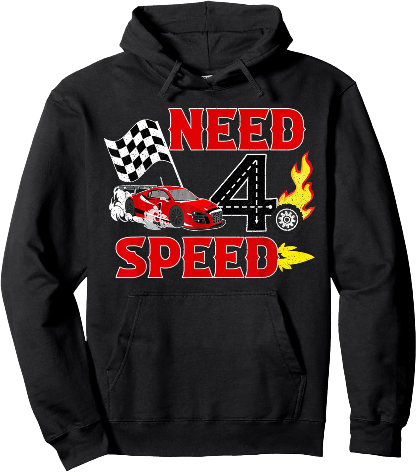 Need 4 Speed Racing Car 4th Birthday Party Decorations Hoodie - Hoodie | Black