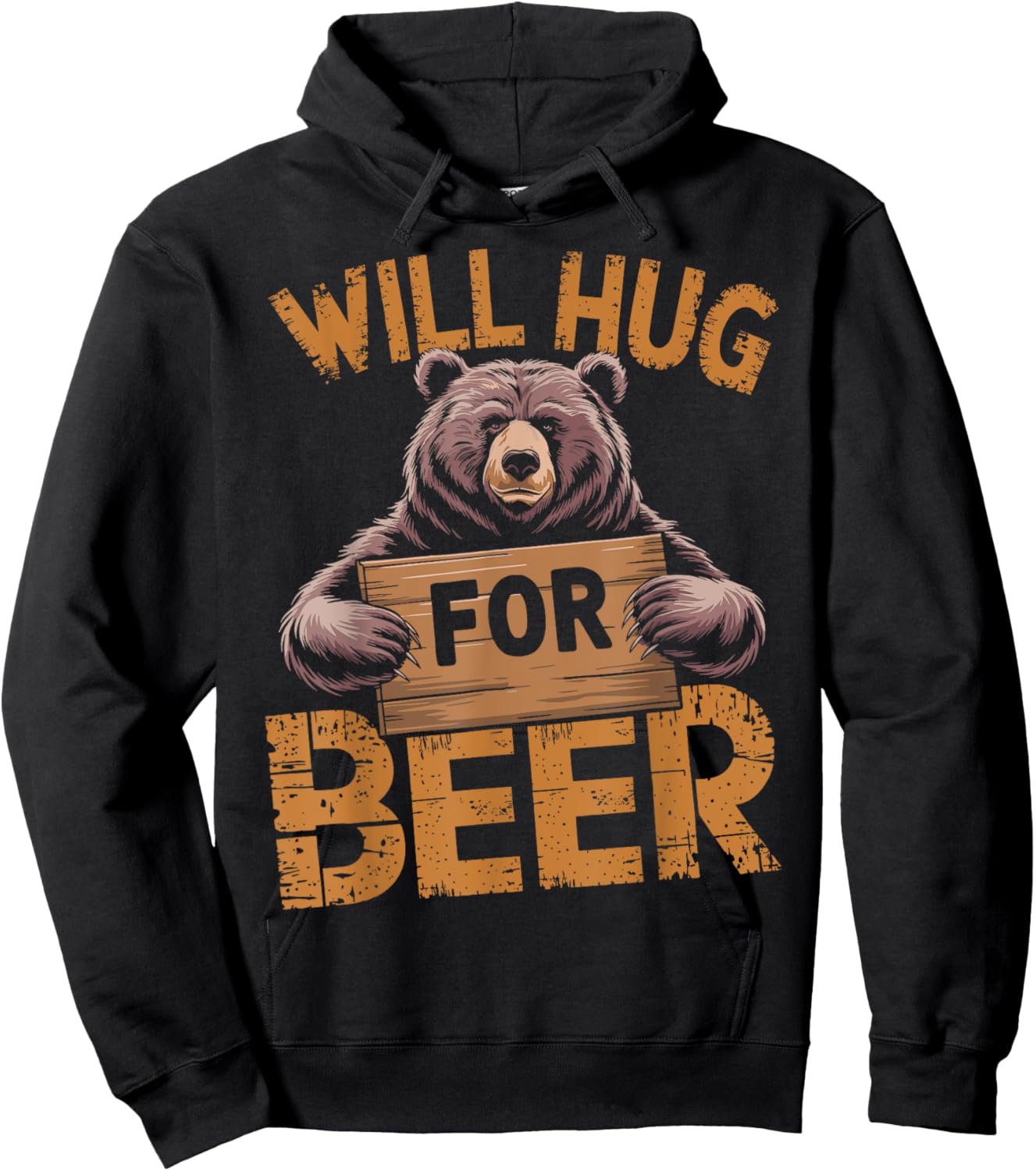 Funny Bear Lover Will Hug For Beer Design Hoodie - Hoodie | Black