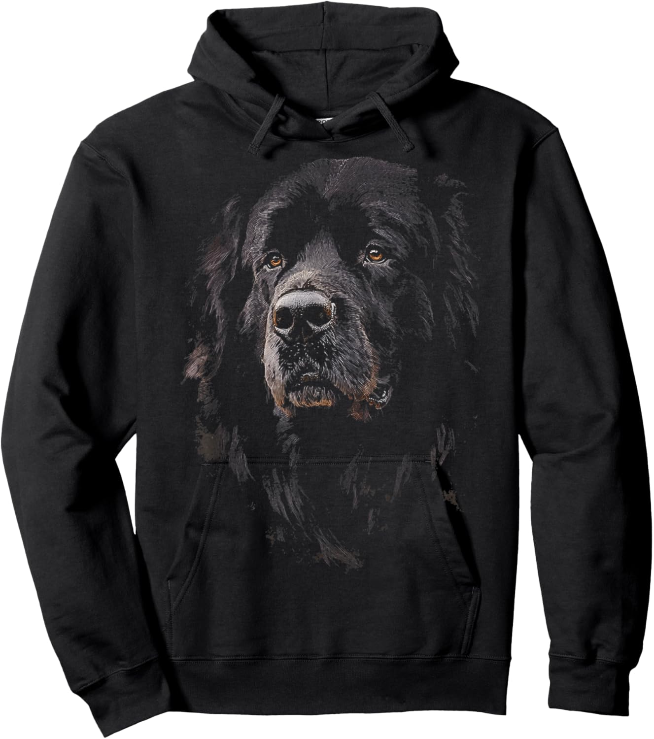 Newfoundland Dog Motif Pet Illustration Newfoundland Men Women Kids Hoodie - Hoodie | Black