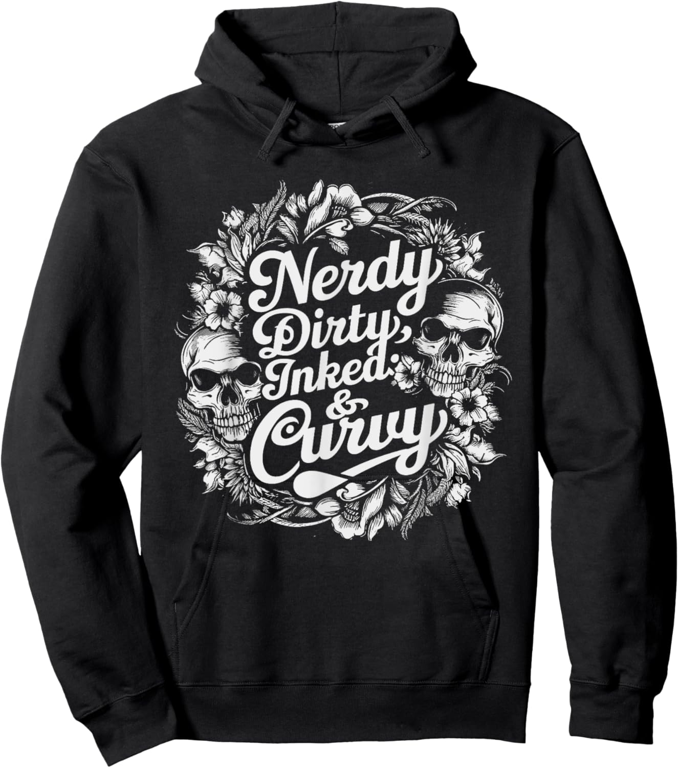 Nerdy Dirty Inked & Curvy Reading Tattoo Lovers Hoodie - Hoodie | Black