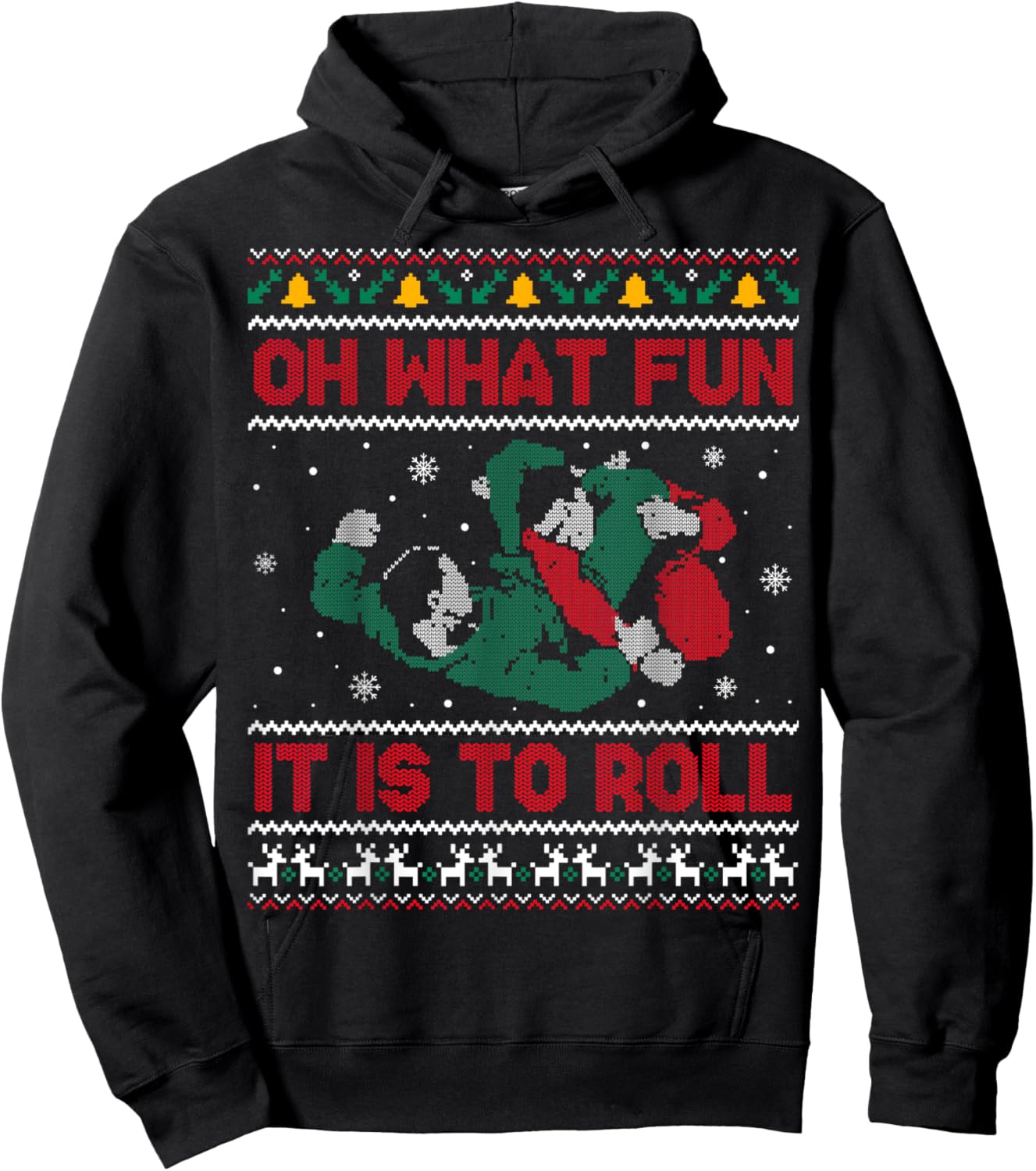Jiu Jitsu BJJ Ugly Christmas Sweater MMA Funny Xmas Hoodie - Hoodie | Black