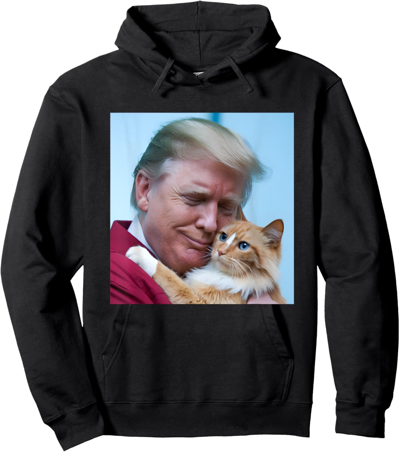 Funny Trump Hugging an Orange Cat 2024, Donald Trump and Cat Women Kids Hoodie - Hoodie | Black
