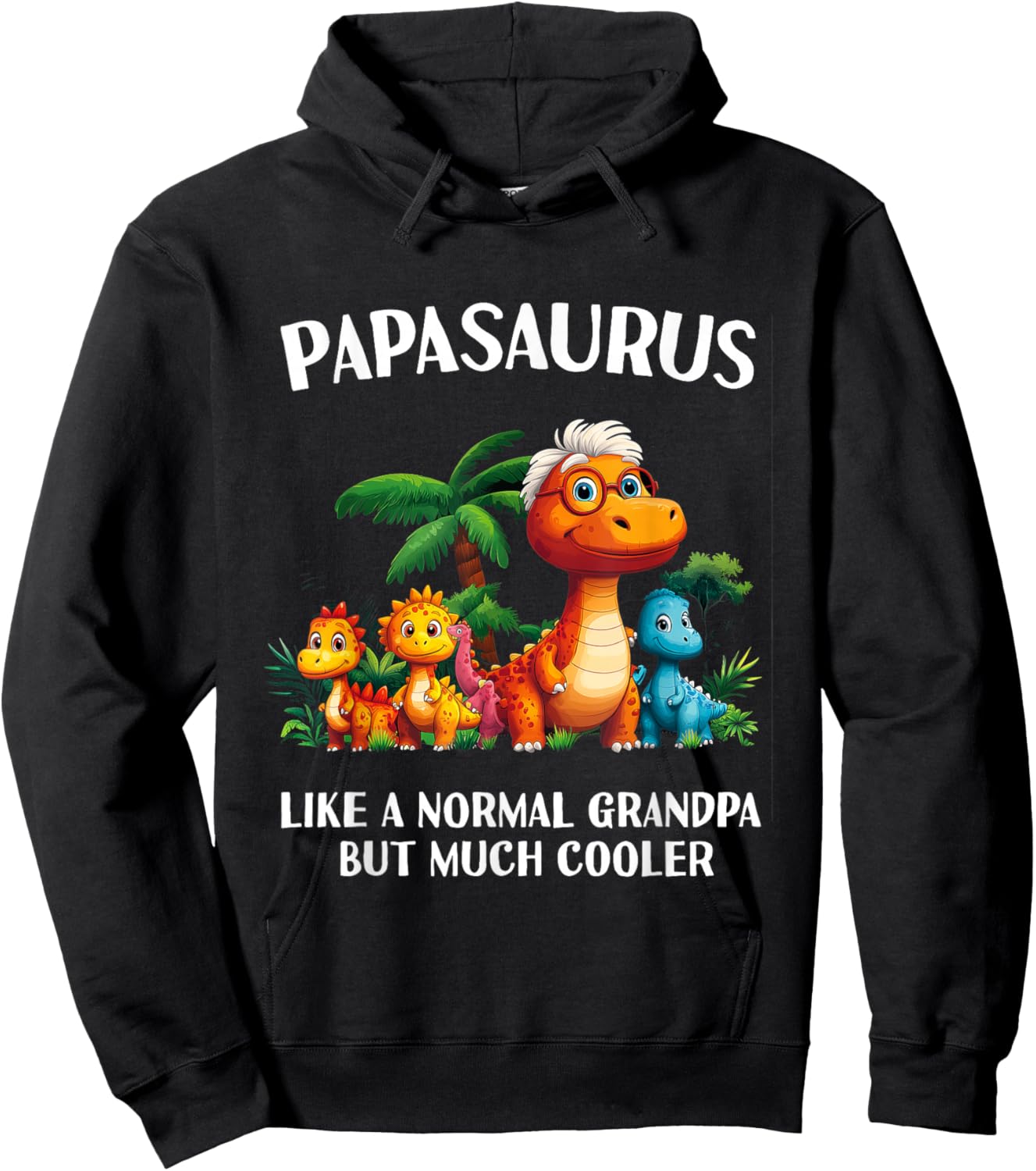 Papasaurus Papa Saurus Men Grandpa Grandfather Matching Hoodie - Hoodie | Black