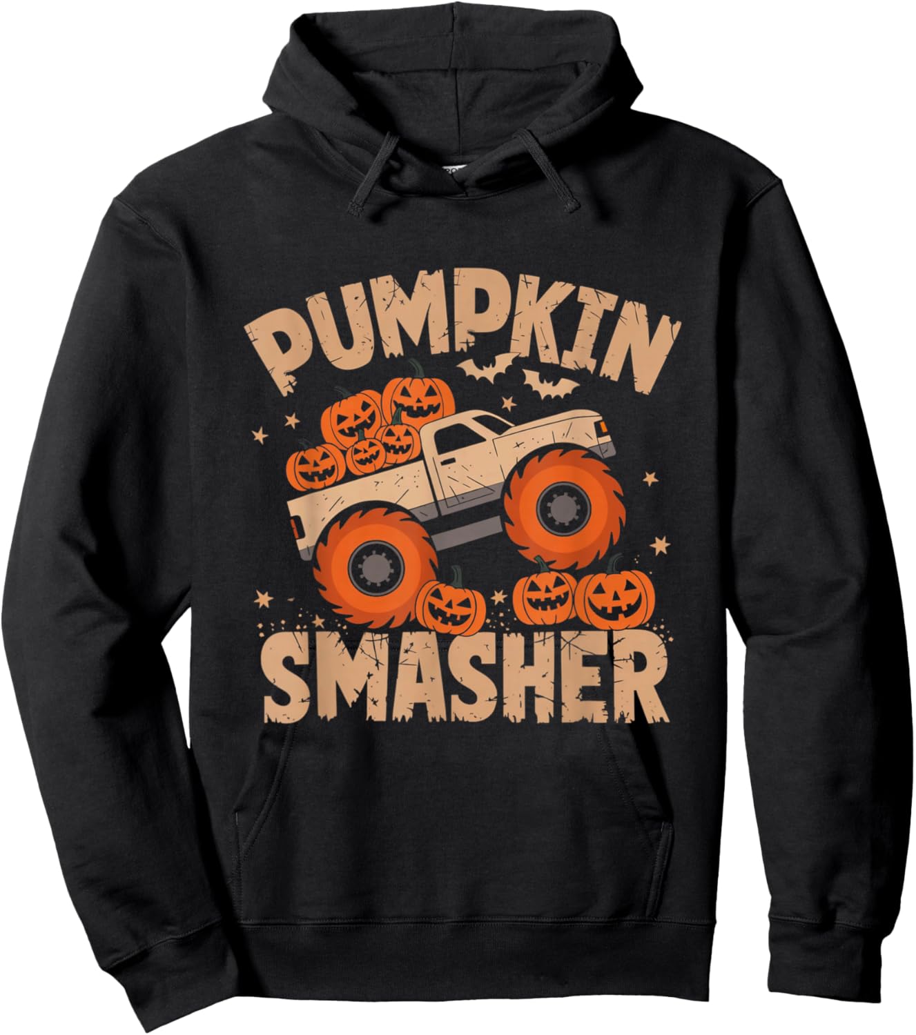 Pumpkin Smasher Monster Truck Halloween Toddler Kids Hoodie - Hoodie | Black