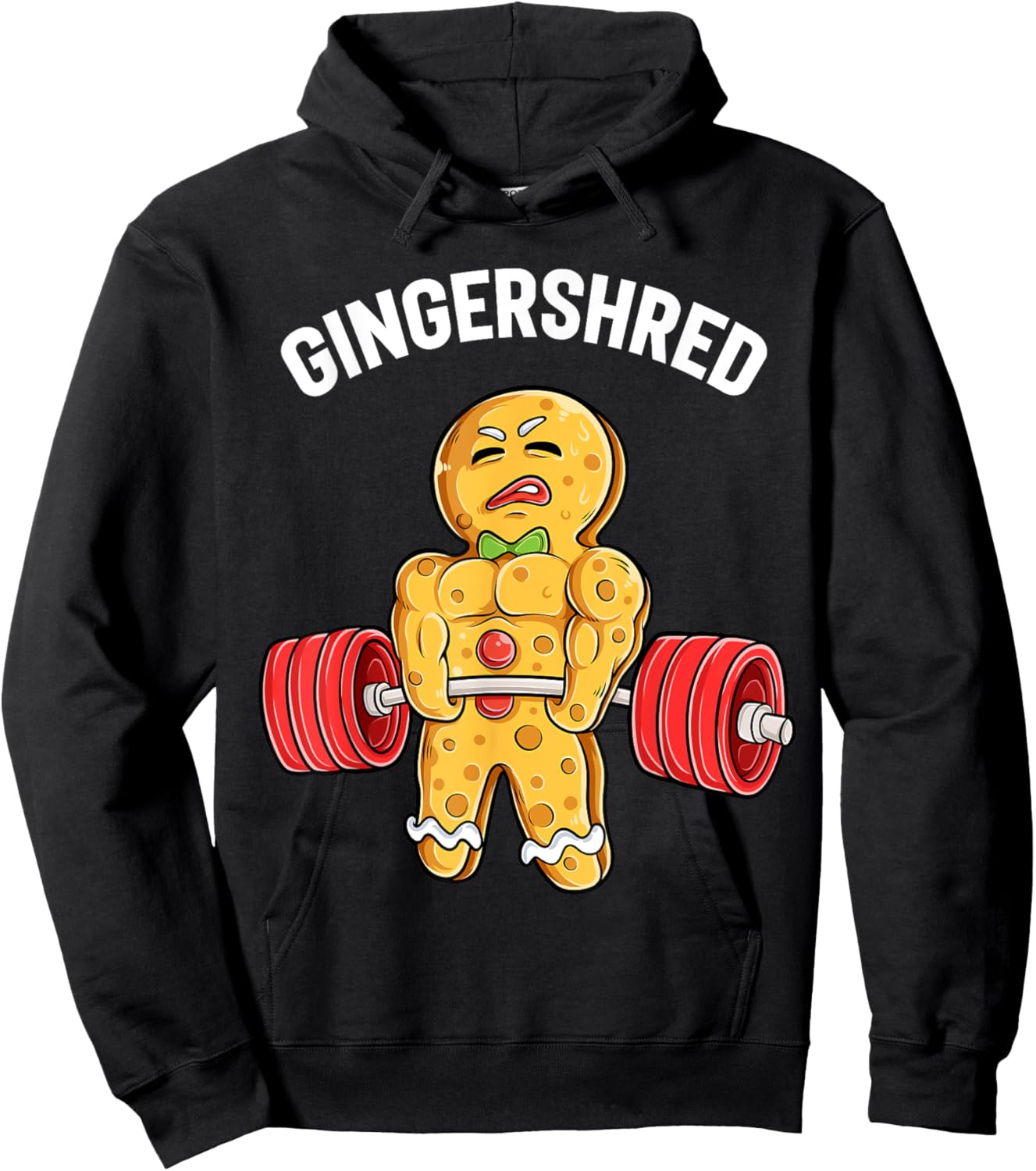 Gingershred Funny Gingerbread Man Gym Bodybuilding Christmas Hoodie - Hoodie | Black